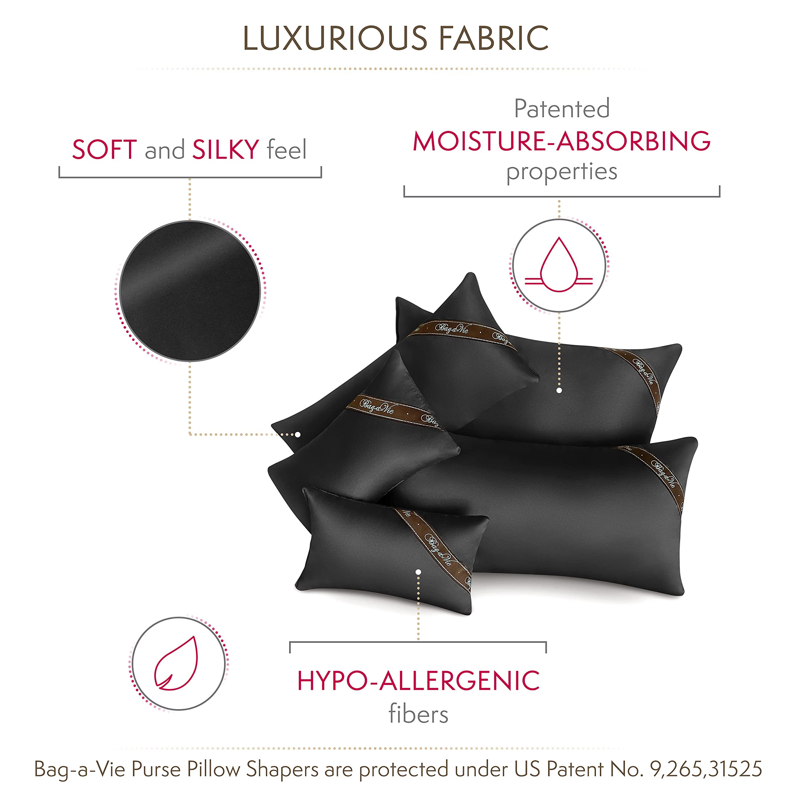 Luxury Purse Pillow Shaper Insert for Handbags - 5-Pack Black Bag Organizers | Perfect for Designer Bags, Clutches & Totes to Maintain Shape & Prevent Wrinkles