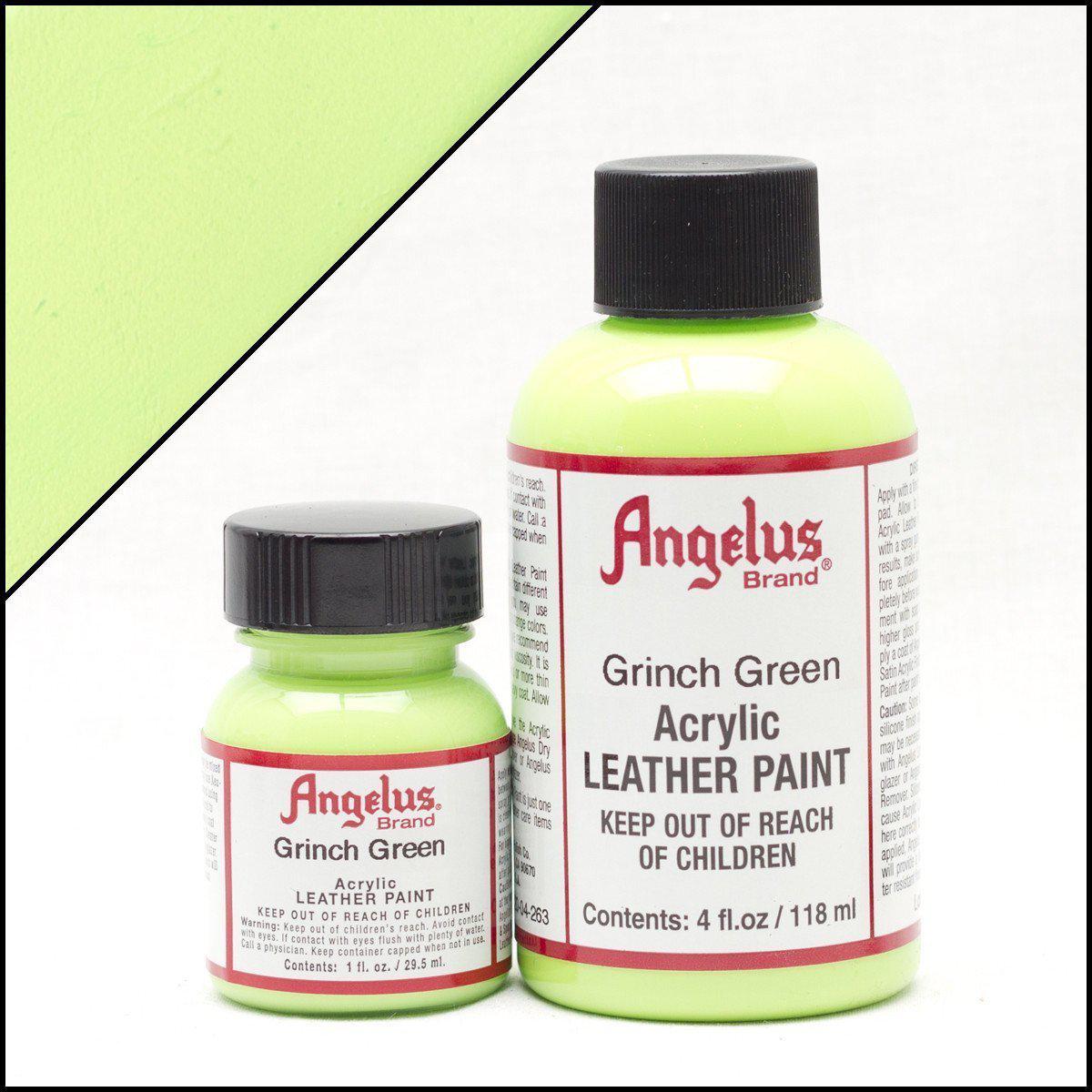 Grinch Green Angelus Leather Paint 1oz - Premium Leather Dye for Shoes, Bags & Accessories - Perfect for DIY Leather Repair & Customization