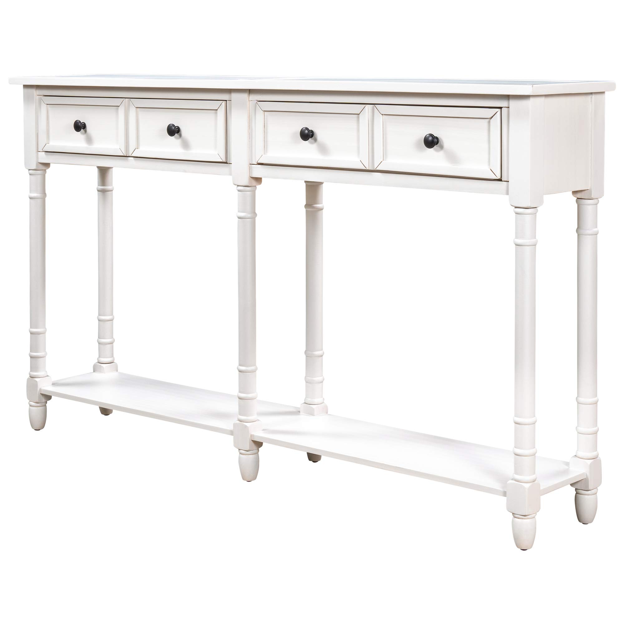 Merax Farmhouse Entryway Console Table with Storage Drawers - Long Narrow Sofa Table for Hallway & Living Room - Ivory White - Perfect for Small Spaces & Home Organization