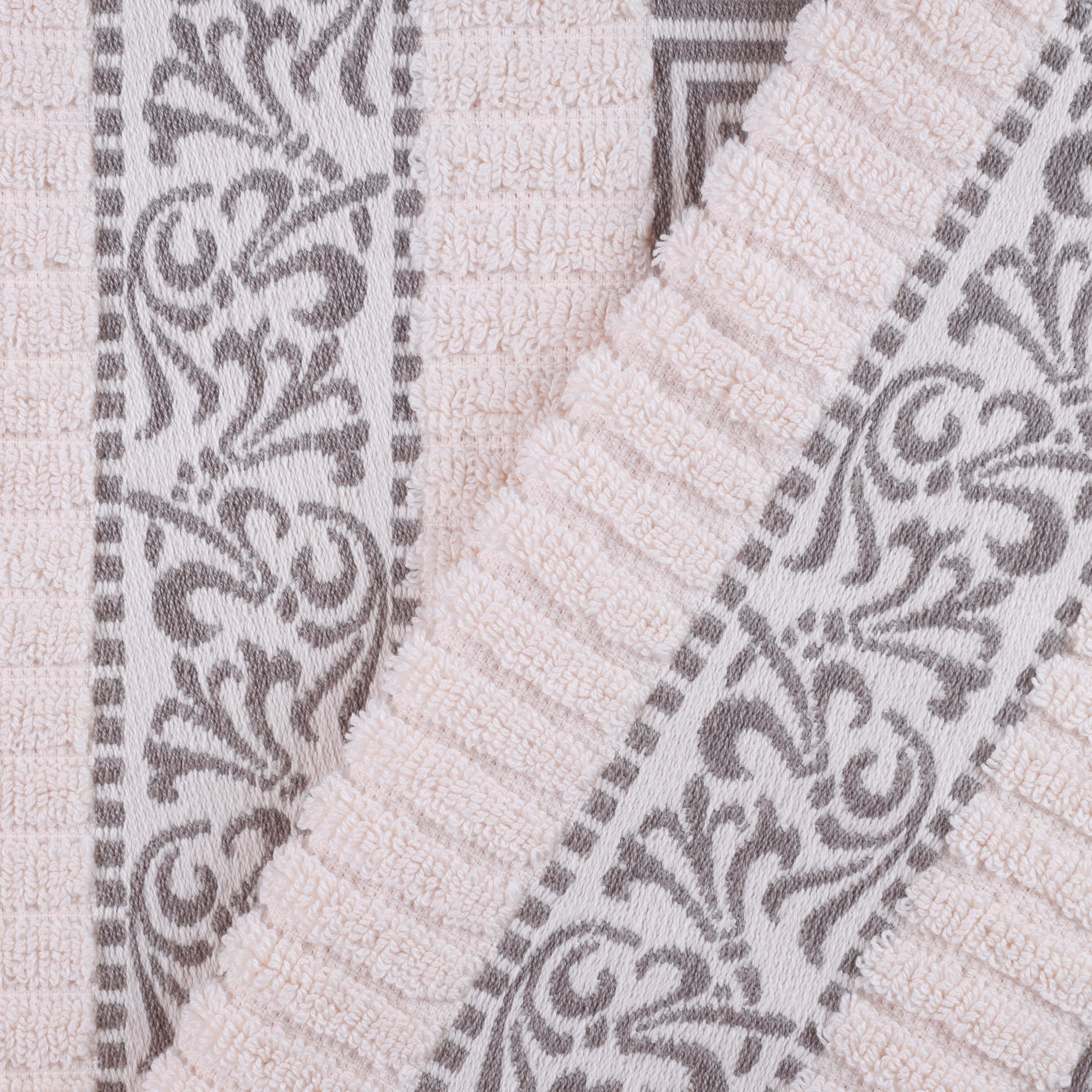 Premium Athens Cotton Greek Scroll & Floral 4-Piece Bath Towel Set - Soft & Absorbent for Spa, Bathroom & Guest Room Decor