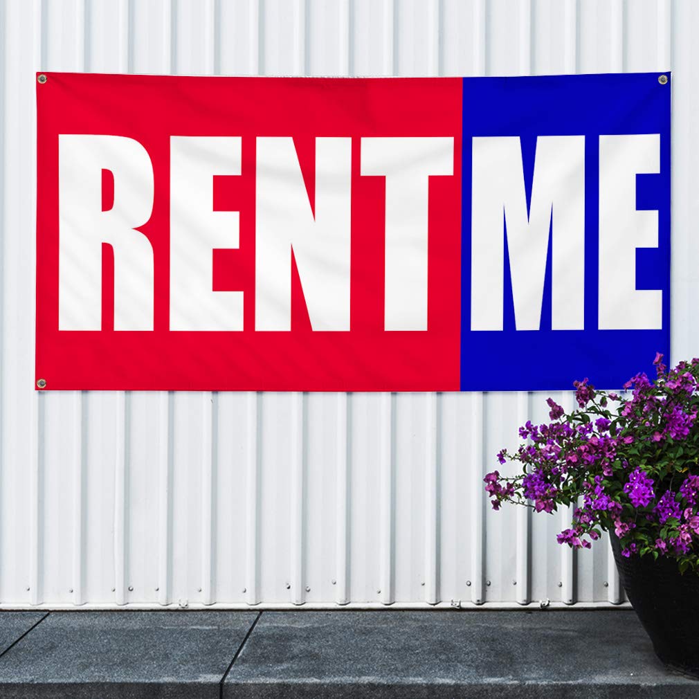Rent Me Vinyl Banner Sign - 48x96 Inch Custom Business Promotion & Advertising (Multiple Sizes Available) - Heavy Duty with 8 Grommets - Perfect for Storefronts, Events, and Outdoor Marketing Campaigns
