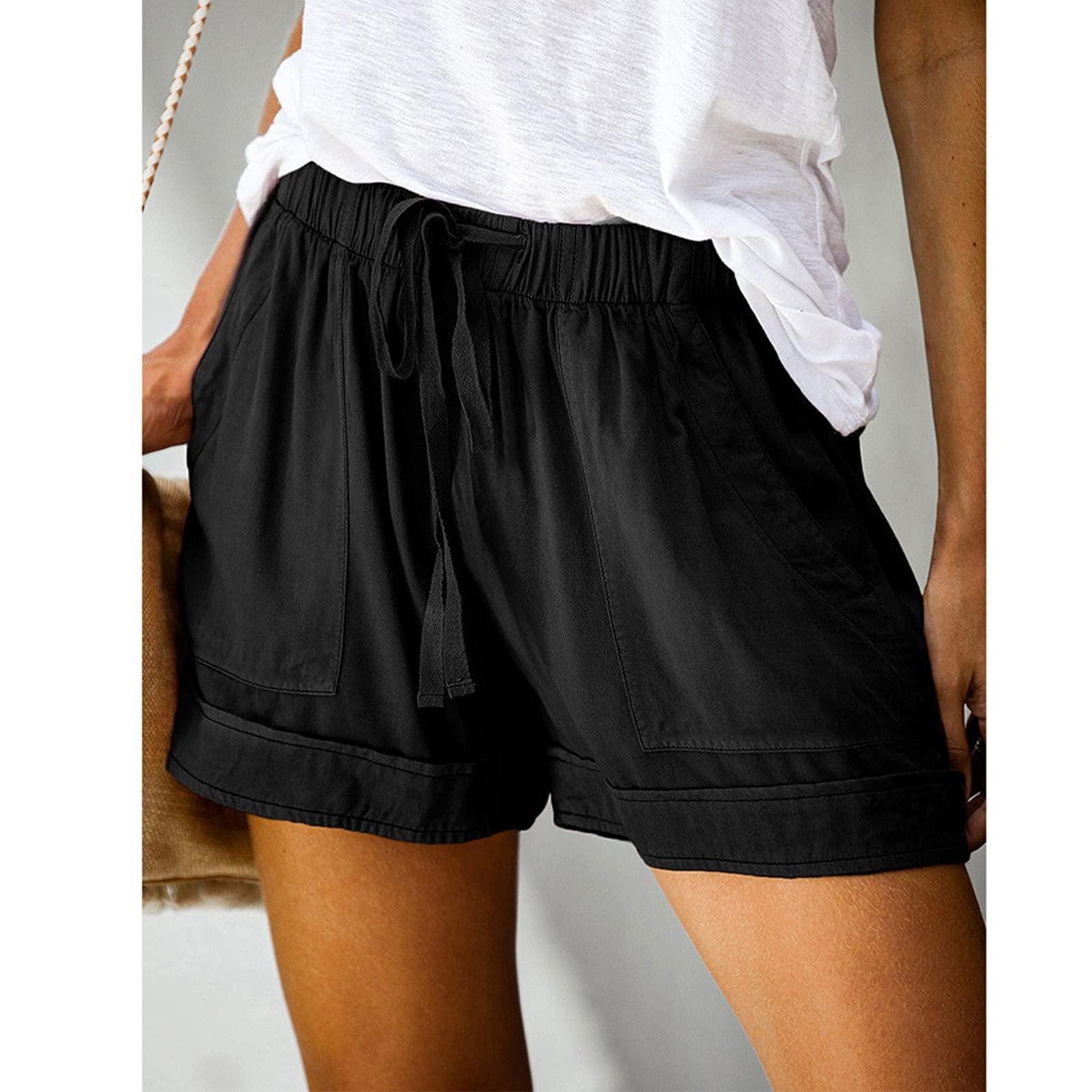 Trendy Women's Summer Shorts with Pockets - Comfy Elastic Waist for Beach & Casual Wear