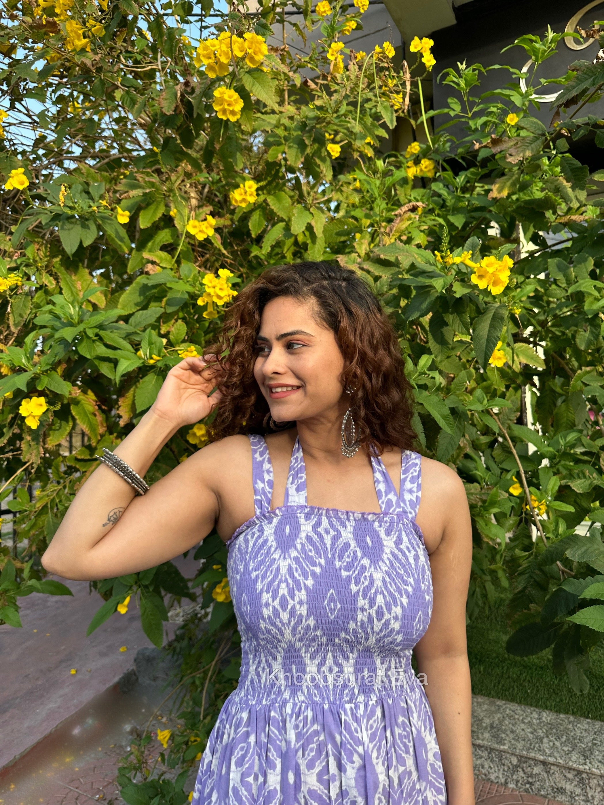 Elegant Purple Cotton Tiered Maxi Dress for Women - Boho Summer Beach Dress for Vacation, Party & Casual Wear