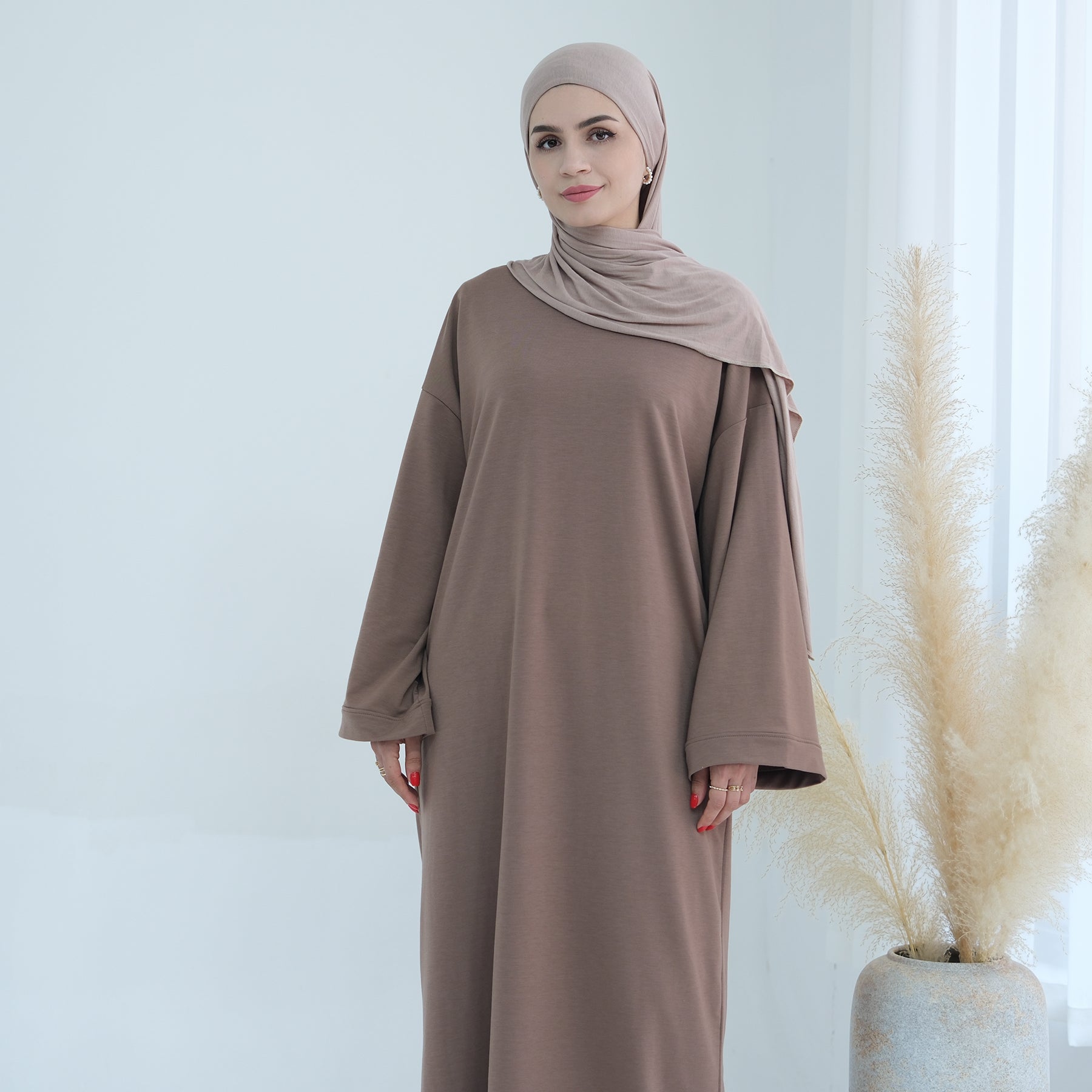Ava Knit Maxi Dress for Women - Soft Stretchy Taupe Long Dress for Casual Wear, Date Night & Special Occasions