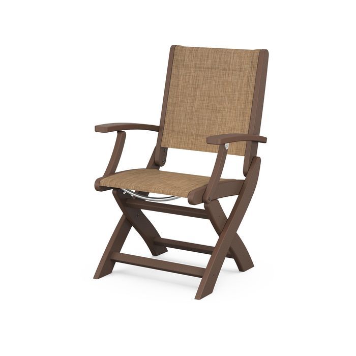 POLYWOOD Coastal Folding Chair - Durable Outdoor Furniture for Patio, Beach & Poolside - Weather-Resistant Adirondack Style Chair with Cup Holder