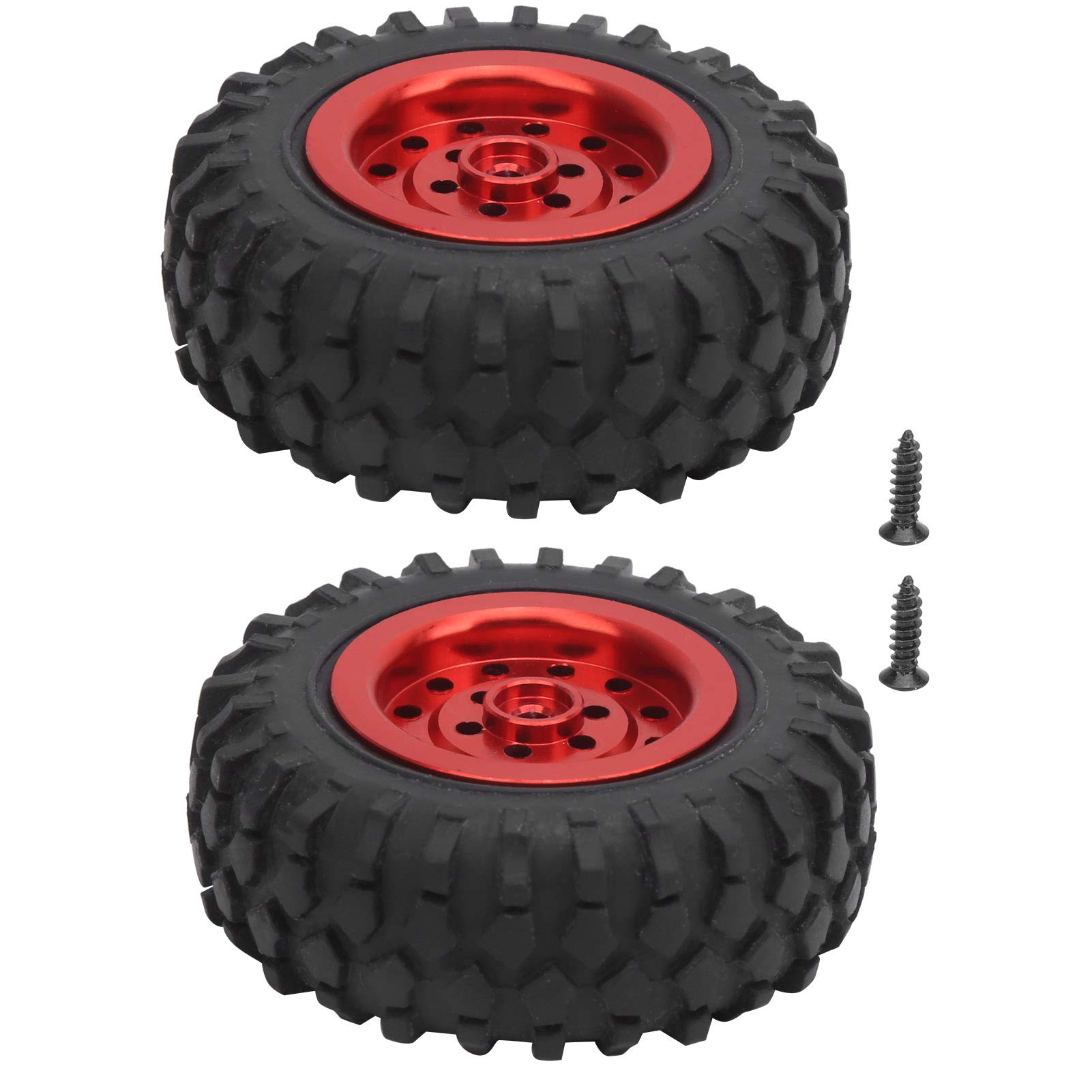 High-Performance Jazar RC Truck Tires - 1/10 Scale Durable Rubber Tires with Sponge Lining for WPL D12 RC Vehicles | Extreme Abrasion Resistance | Off-Road Racing & Crawling Adventures (Red R)