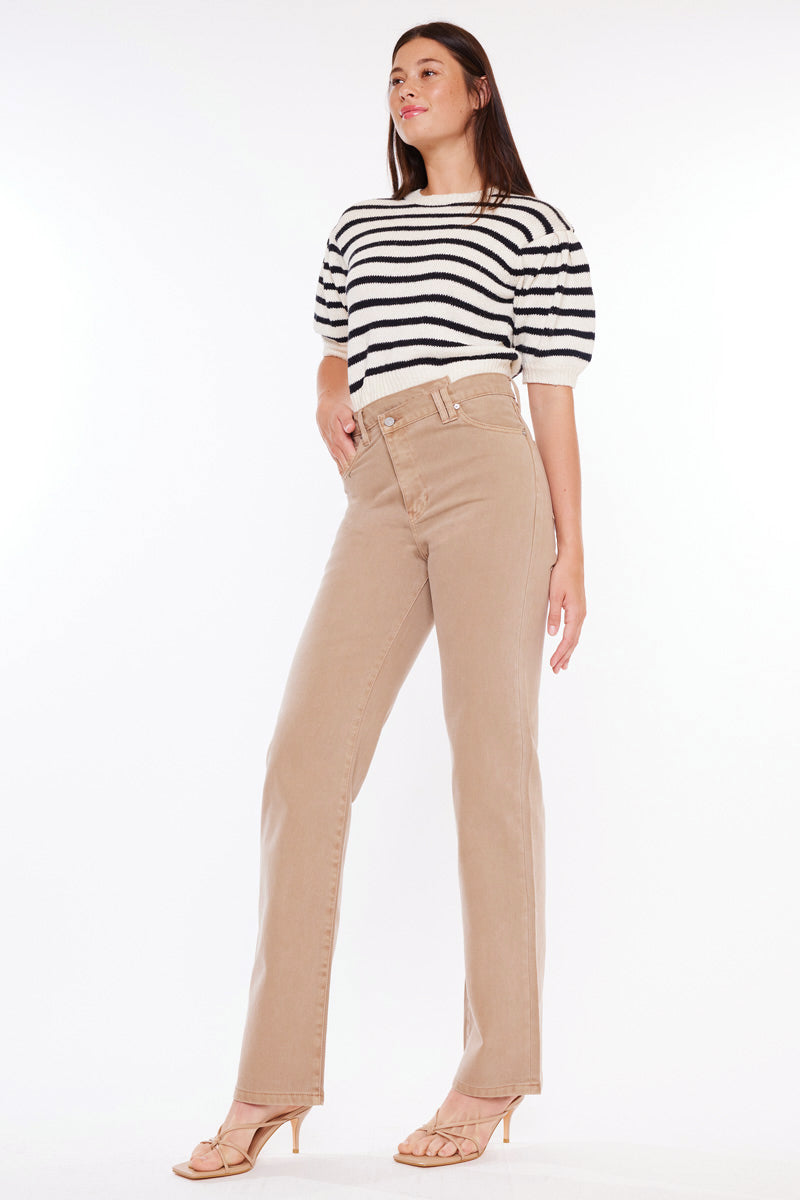 Vintage 90's High Rise Straight Jeans for Women - Sandy Wash Denim Pants | Perfect for Casual Wear, Retro Outfits & Everyday Fashion