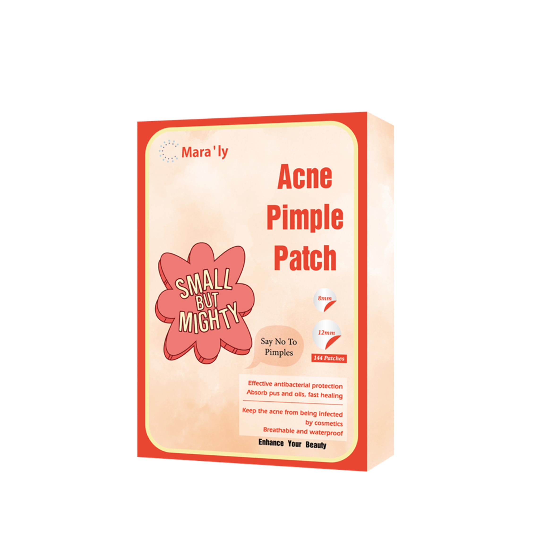 Maraly Hydrocolloid Pimple Patches 144 Count - Invisible Acne Spot Treatment for Face, Fast-Acting Blemish Cover for Clear Skin | Pack of 1 | Perfect for Overnight Use, Travel & Daily Skincare Routine