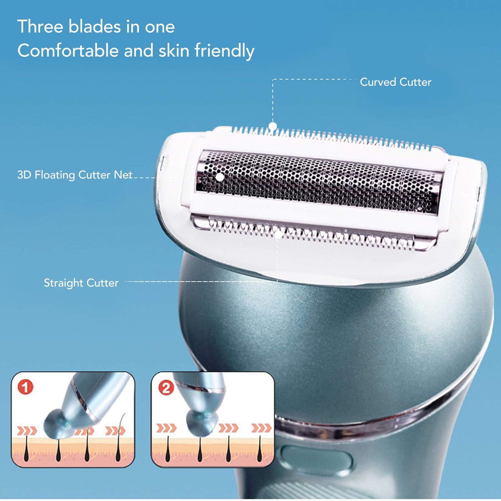Women's Electric Shaver & Epilator Kit - Painless Hair Remover for Face, Chin, Arms, Legs, Armpit & Bikini Area | USB Rechargeable Wet/Dry Trimmer with Detachable Head | Perfect for Travel, Gym & Home Use
