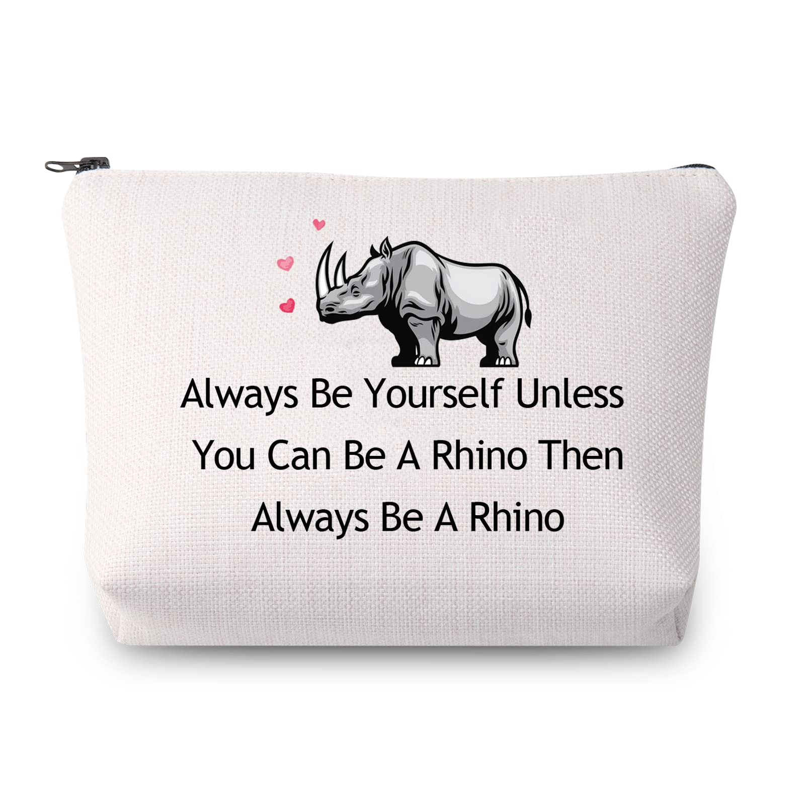Stylish Rhinoceros Makeup Bag - Perfect Rhino Lover Gift for Travel & Toiletry | Cute Spirit Animal Rhino Cosmetic Pouch for Women & Girls | Great for Travel, Gym, Beach & Daily Use
