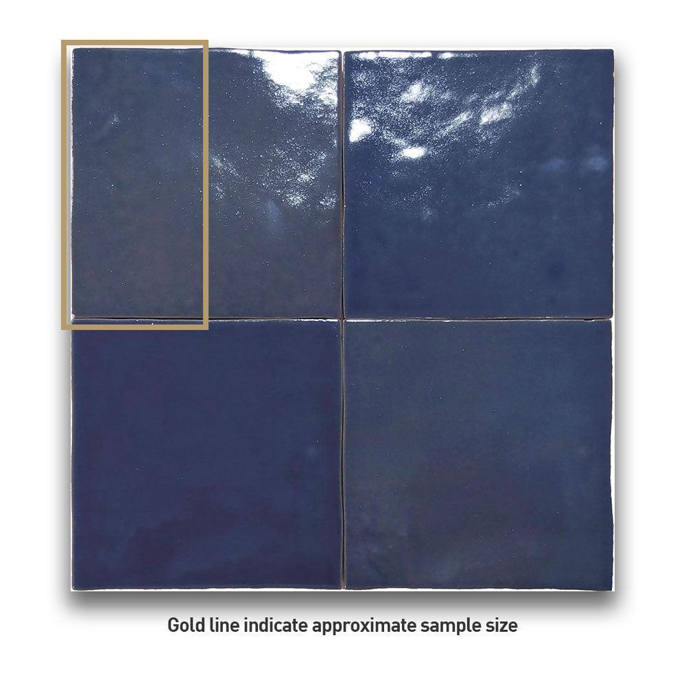 Premium Manara Clay Meknes Marine Blue 100x100 Zellige Gloss Tile - Authentic Moroccan Handmade Ceramic Wall & Floor Tiles for Bathroom, Kitchen Backsplash, and Poolside Decor