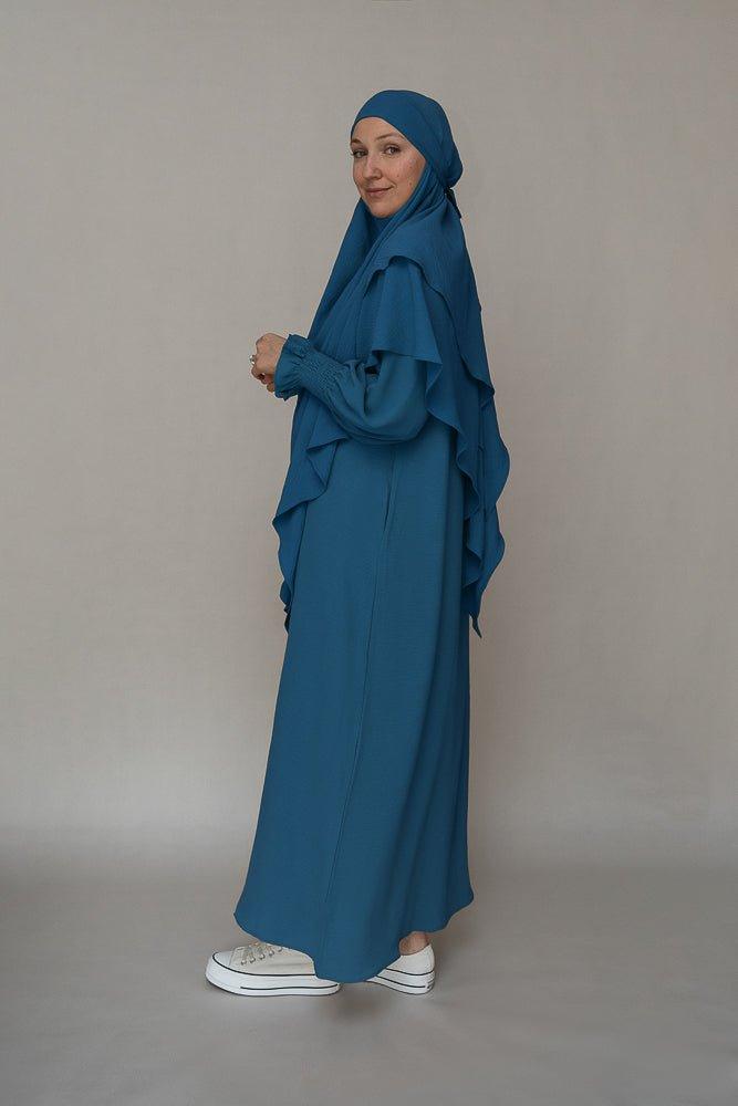Elegant Blue A-Line Wrinkle-Free Dress with Pockets | Women's Casual & Office Wear | Perfect for Work, Parties & Everyday Outfits