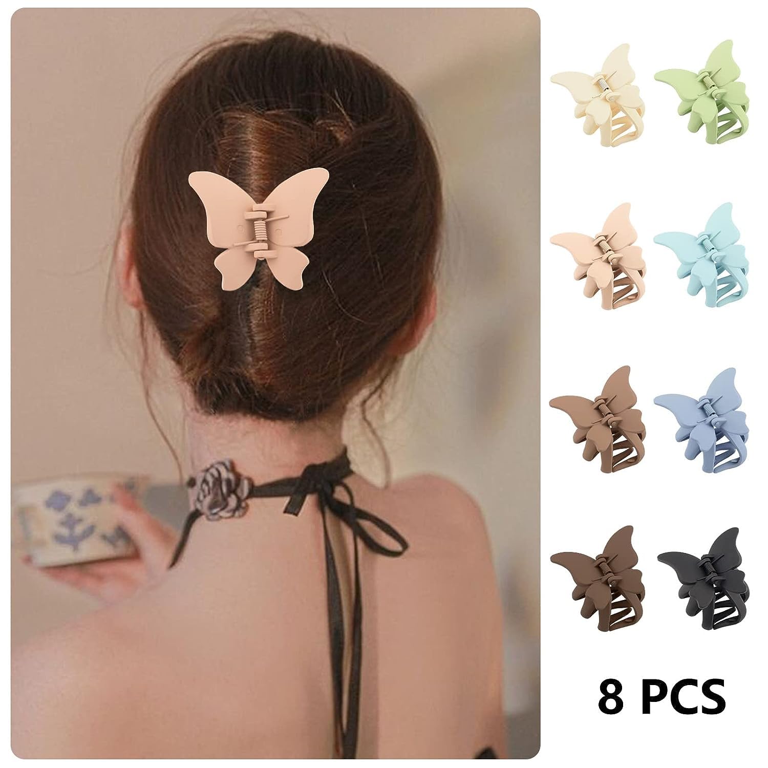 FAMEZA 4-Pack Matte Butterfly Hair Clips for Women & Girls - 2.36
