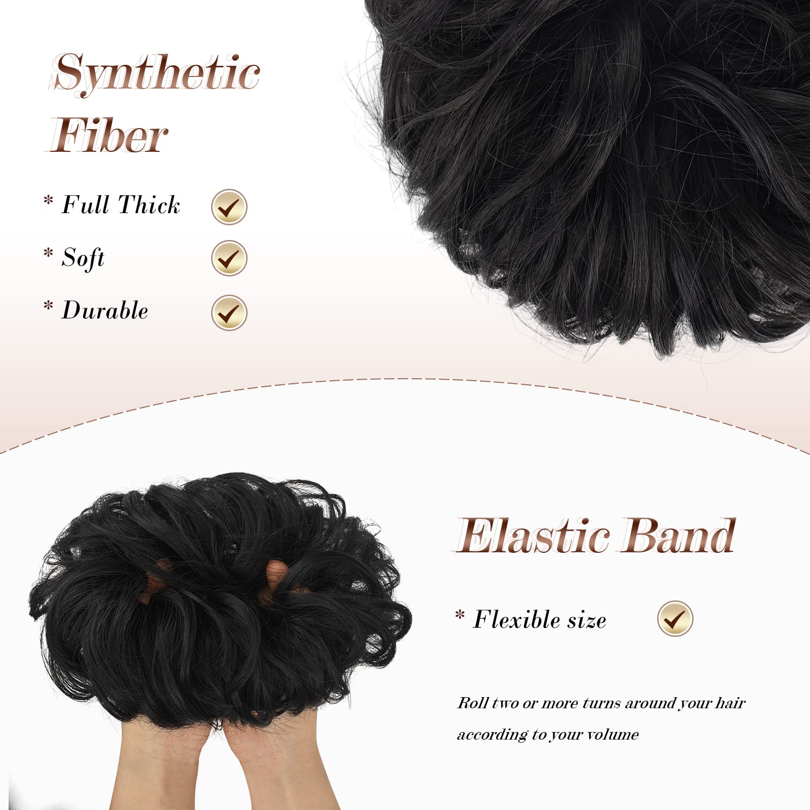 Large Curly Hair Bun Scrunchie Extension - Perfect for Ponytails, Updos & Everyday Hairstyles