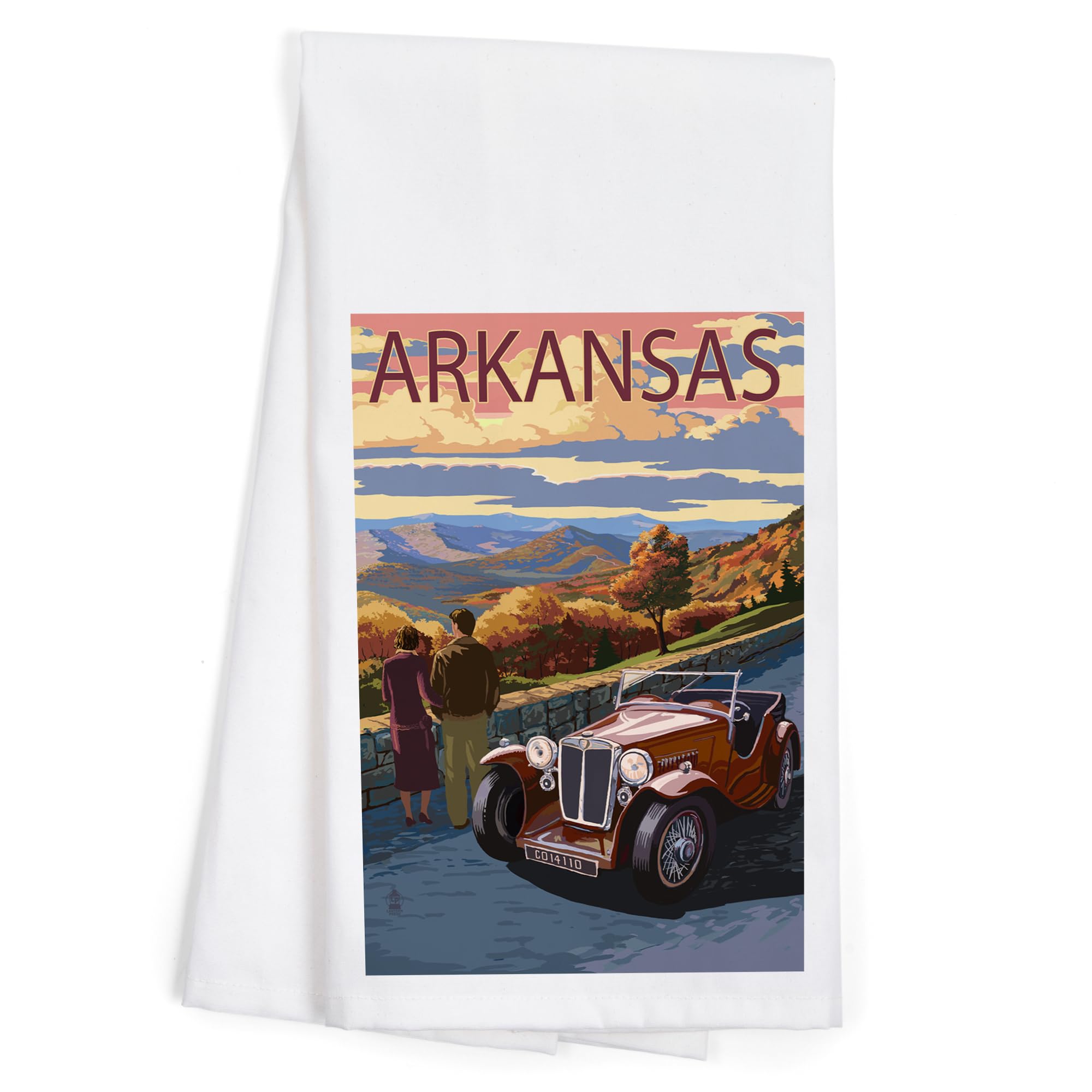 Lantern Press Arkansas Sunset Tea Towel - 100% Cotton Decorative Hand Towel for Kitchen & Home | Perfect for Drying Dishes, Gift Giving & Farmhouse Decor