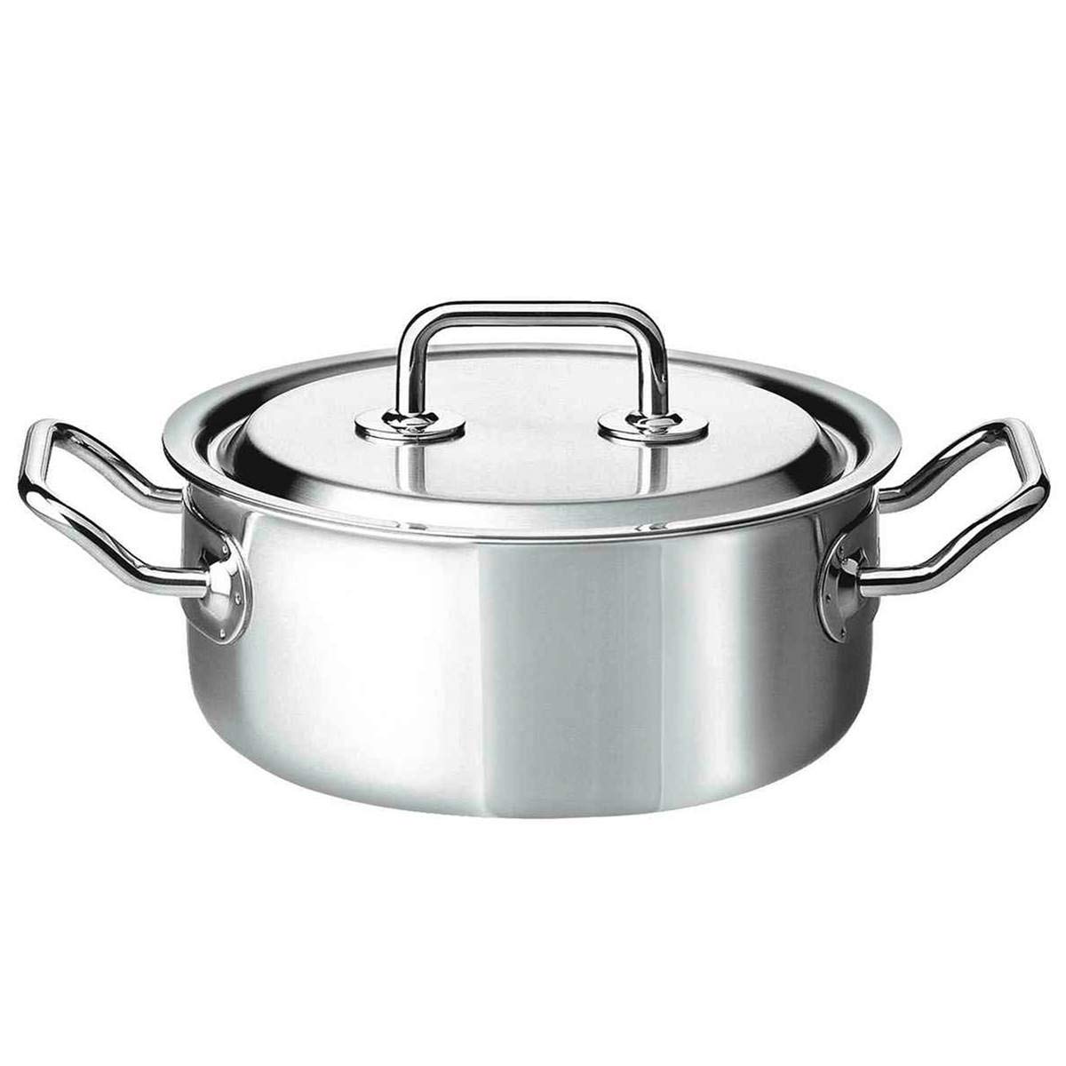 Premium Stainless Steel Stewing Pot with Lid - 12.6 x 29.4 x 33.8 cm, Silver - Brigade 0415500622 - Perfect for Slow Cooking, Soups, and Family Meals