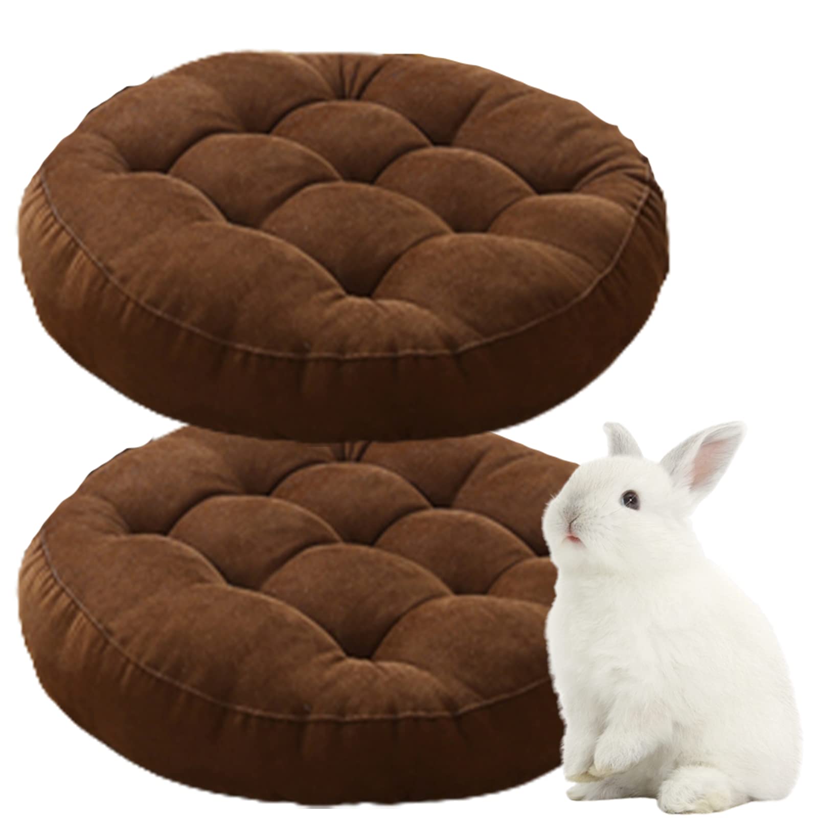 Round Chair Cushions Set of 2 - 17 Inch Indoor Outdoor Floor Pillows for Patio Furniture, Yoga Meditation, Sofa & Balcony Seating - Brown Waterproof Cushion Covers (42cm) | Perfect for Living Room, Garden, Deck & Relaxation Spaces