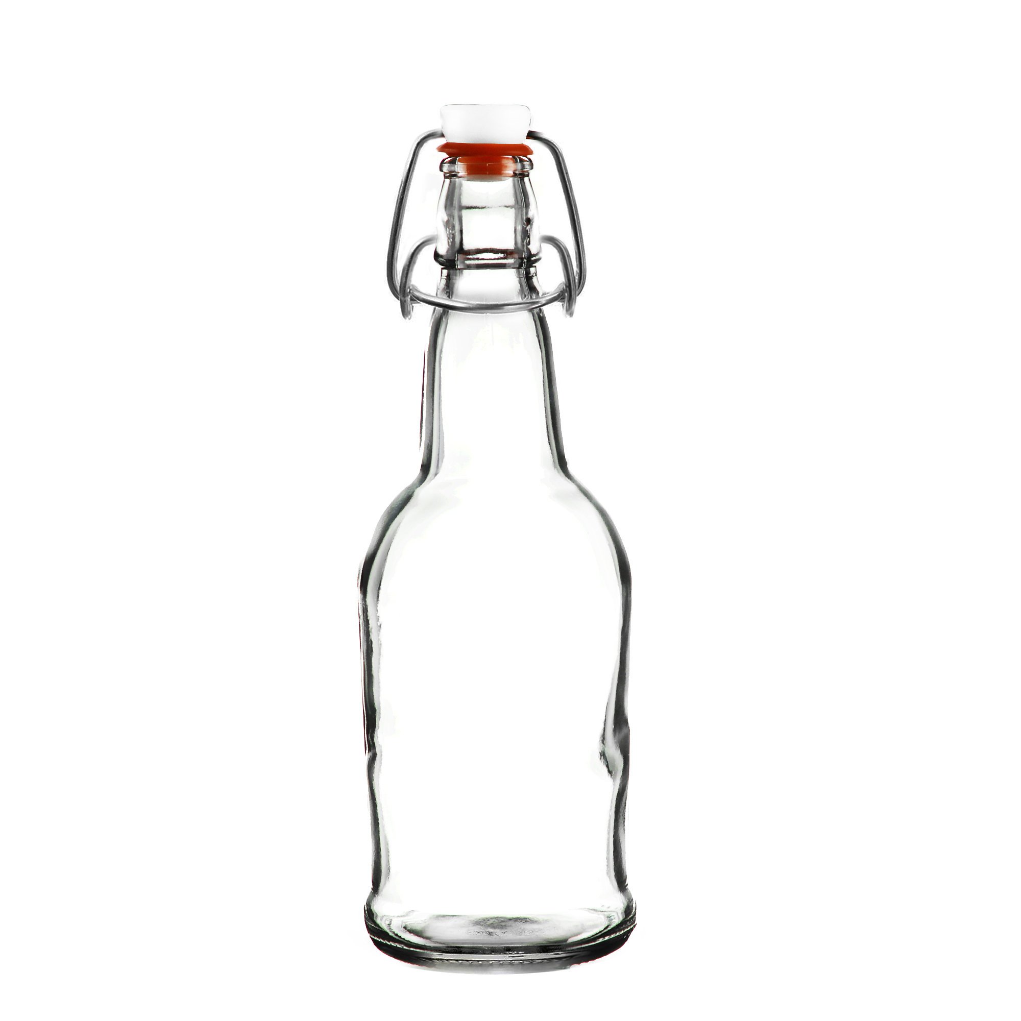 EZ Cap 16 oz Clear Flip Top Beer & Kombucha Bottles - 12 Pack with Original Cherry Blossom Hardware - Reusable Mason Jar Bottles for Home Brewing, Fermenting & Craft Beverages
