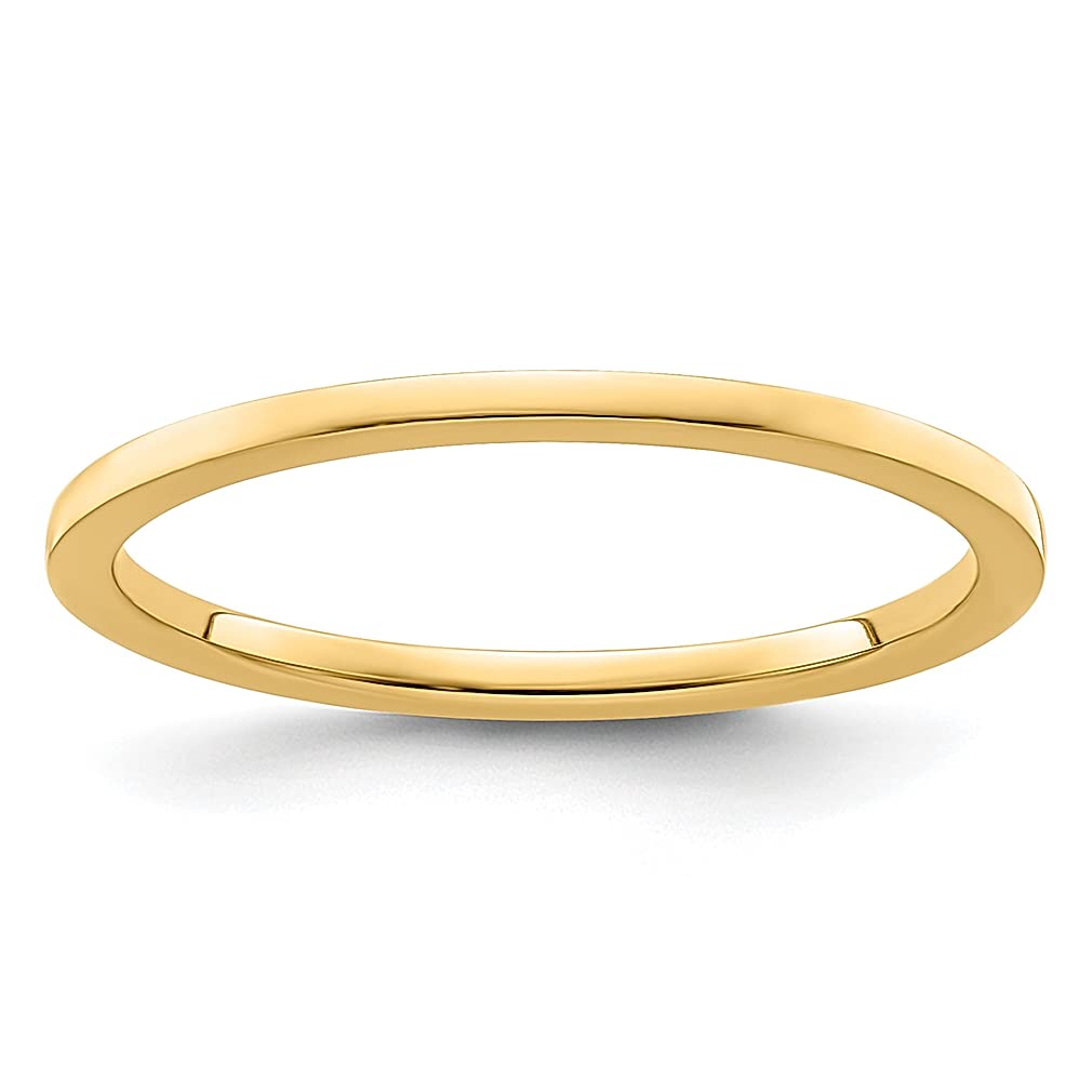 10K Yellow Gold 1.2mm Stackable Wedding Band Ring - Size 7 Classic Flat Smooth Women's Fine Jewelry - Perfect for Anniversary, Engagement, Bridal Gifts & Everyday Wear
