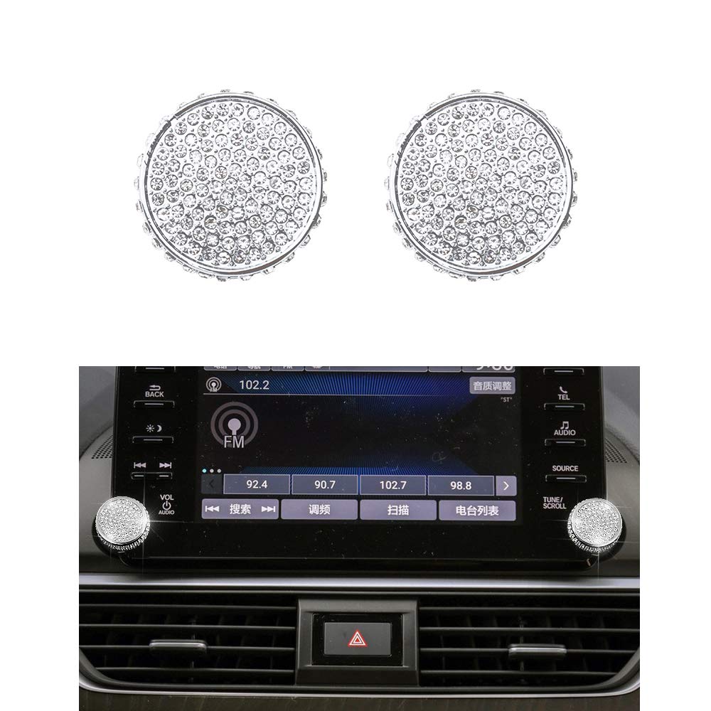 Honda Accord 2018-2022 Volume Power Selector Knobs - Sparkling Crystal Silver Replacement Interior Accessories (2-Pack) | Compatible with 10th Gen 1.5T EX EX-L LX Models | Perfect for Car Enthusiasts & Customization Lovers