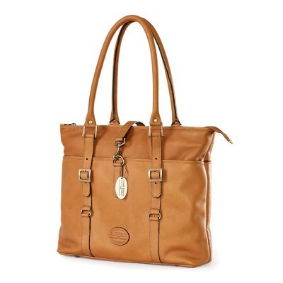 Stylish Leather Laptop Tote Bag for Women - Premium Saddle Brown Office Work Bag - Perfect for Business, Travel & Daily Commute