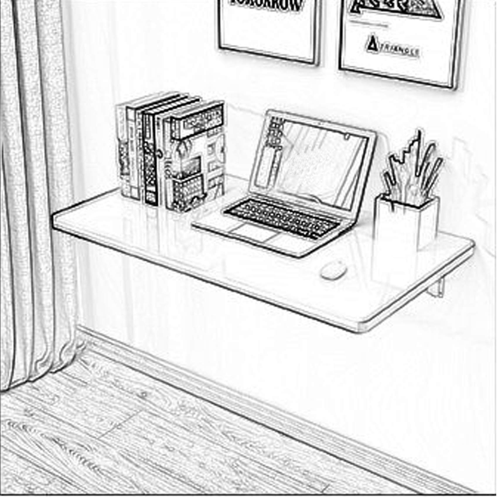 Wall Mounted Folding Table - White Space Saving Writing Desk & Kitchen Dining Table - 70kg/154lb Max Load - 12 Sizes (100x30cm/39x12in) - Perfect for Small Apartments, Dorms & Tiny Homes