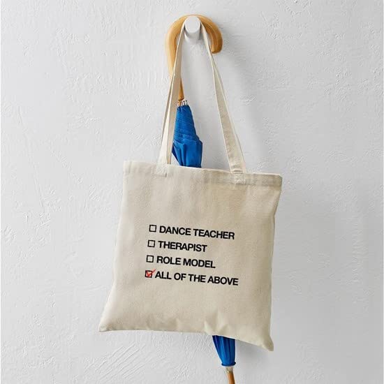 Dance Teacher Multiple Choice Tote Bag - Natural Canvas Reusable Shopping Bag for Dance Instructors, Students & Dance Studio Gifts | Eco-Friendly Grocery & Work Tote