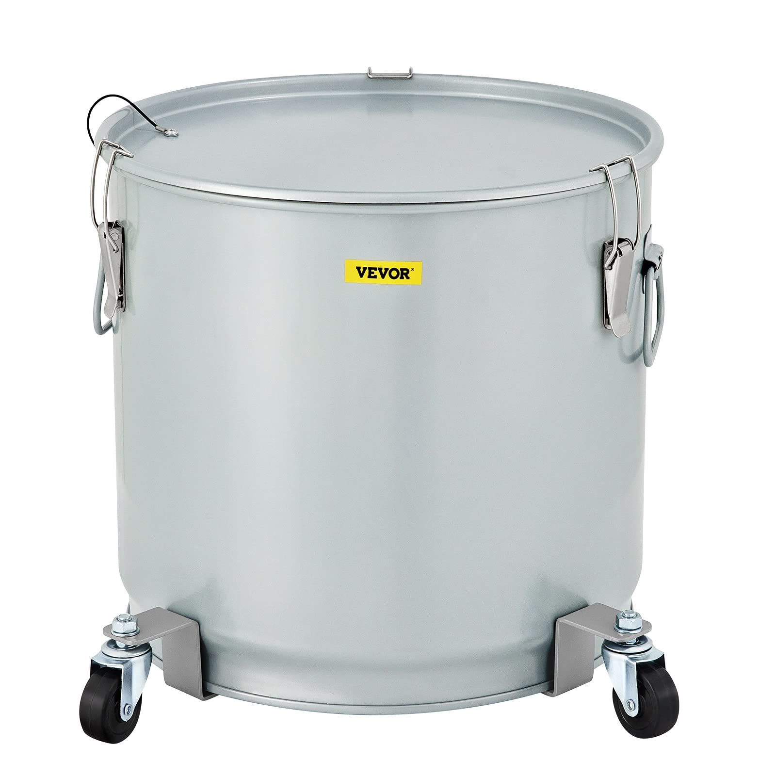 VEVOR 15.9 Gallon Commercial Deep Fryer Grease Bucket - 60L Coated Carbon Steel Oil Filter Pot with Caster Wheels, 123 LBS Capacity Oil Disposal Caddy, Locking Lid & Nylon Filter Bag - Perfect for Restaurants, Food Trucks & Commercial Kitchens