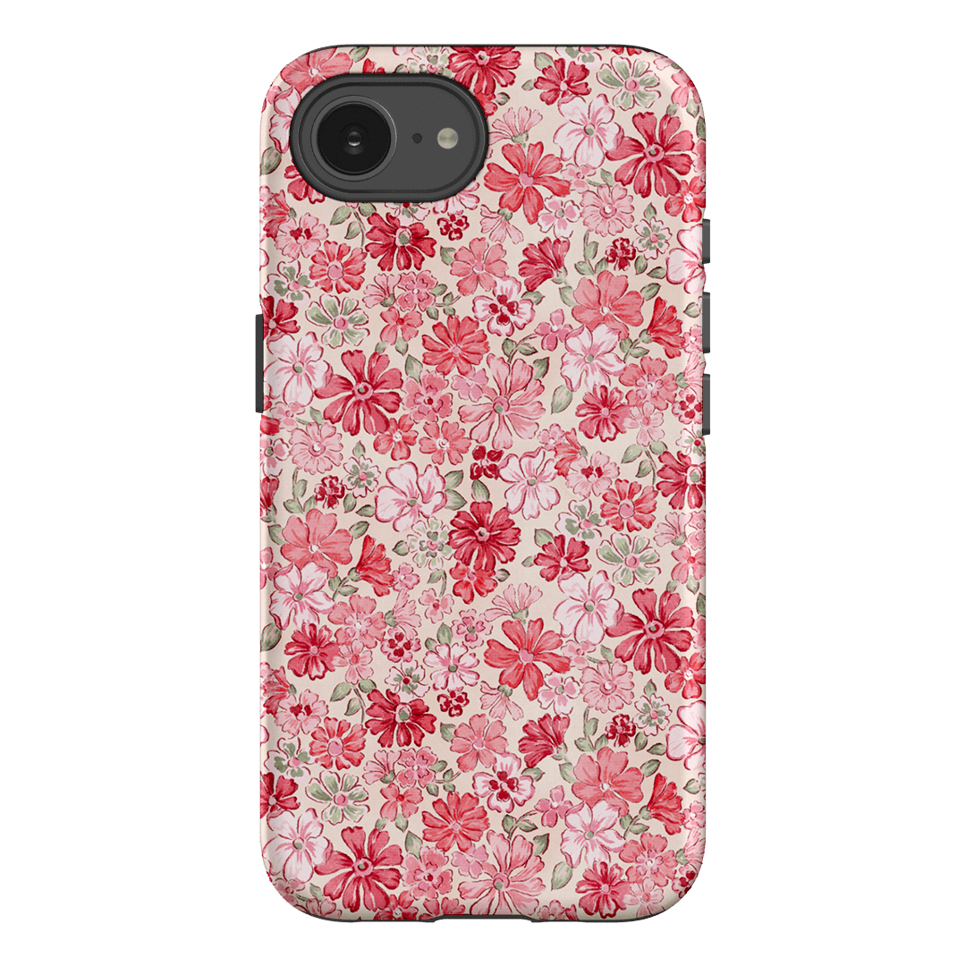 Strawberry Kiss Pink Floral Phone Case for iPhone 14/13/12/11 Pro Max - Cute Aesthetic Flower Design Protective Cover - Perfect for Women Girls Daily Use & Gift Giving