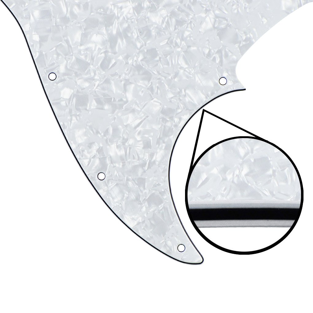 FLEOR 4-Ply J Bass Pickguard for 4-String USA/Mexican Standard JB Bass - Modern Style Scratch Plate (2pcs White & Black Pearl) - Perfect for Guitar Protection & Customization