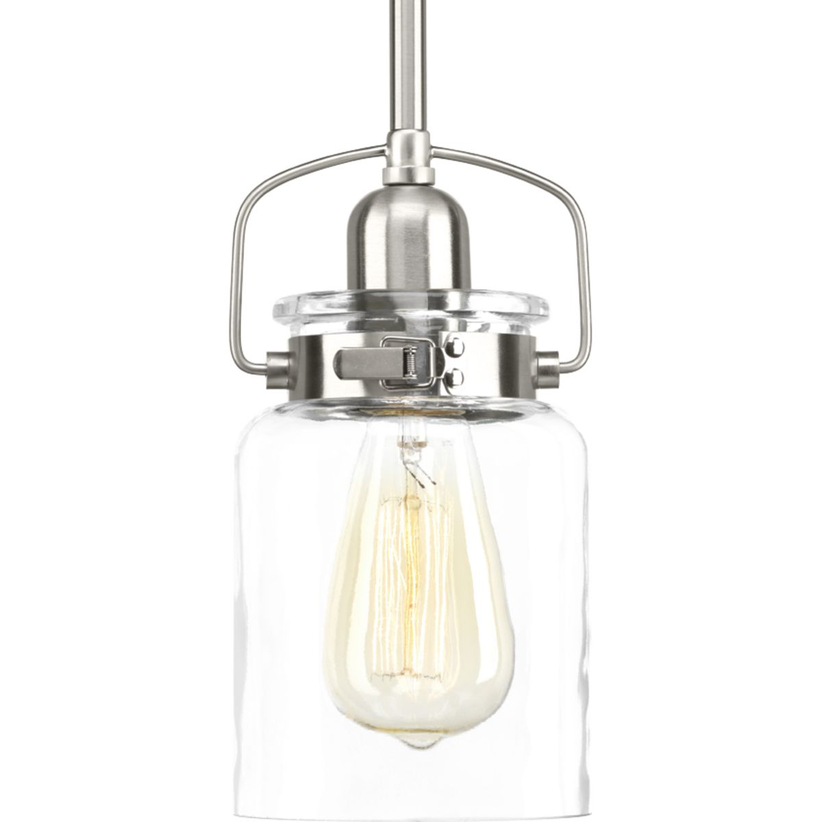 Calhoun Collection Clear Glass Mini Pendant Light Fixture - Modern Small Hanging Light for Kitchen Island, Dining Room, or Bedroom Decor