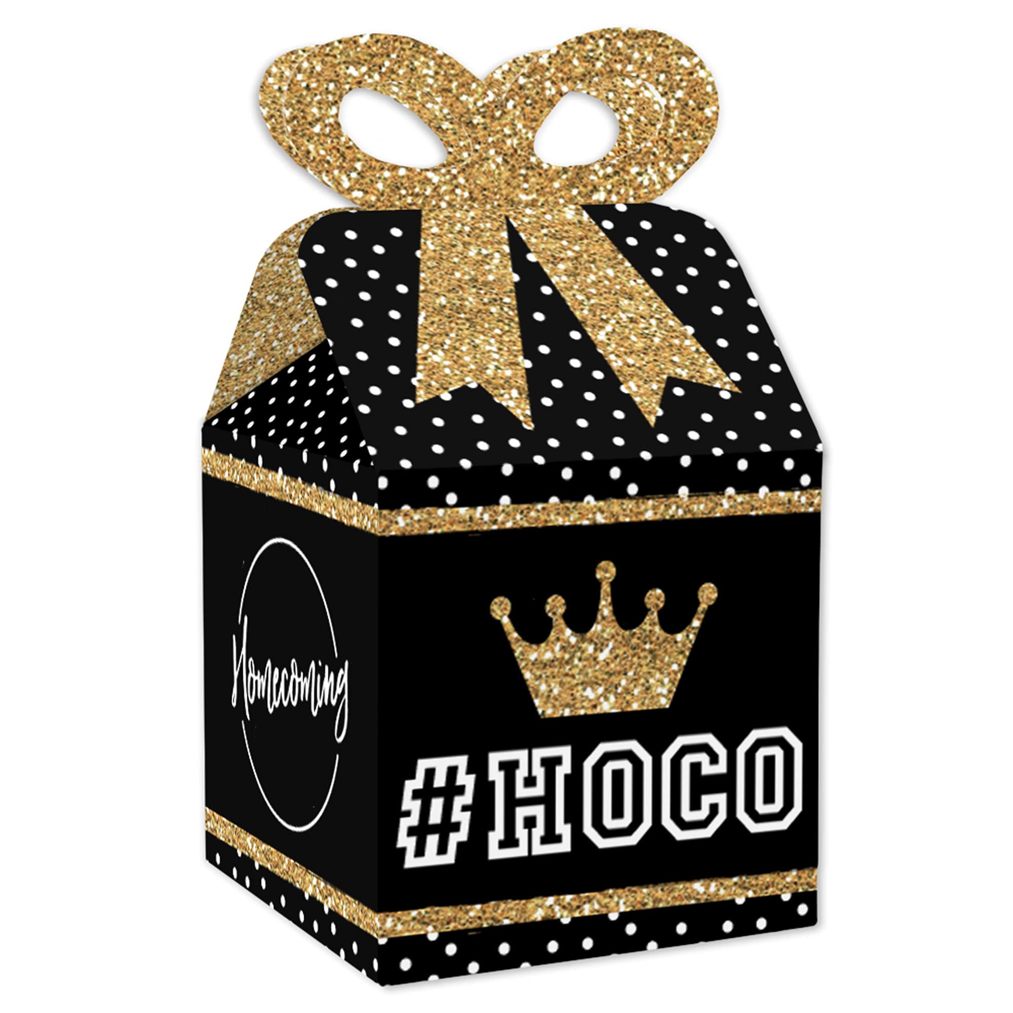 Big Dot of Happiness HOCO Dance Favor Gift Boxes - Set of 12 Square Homecoming Bow Boxes for Party Decorations & School Events