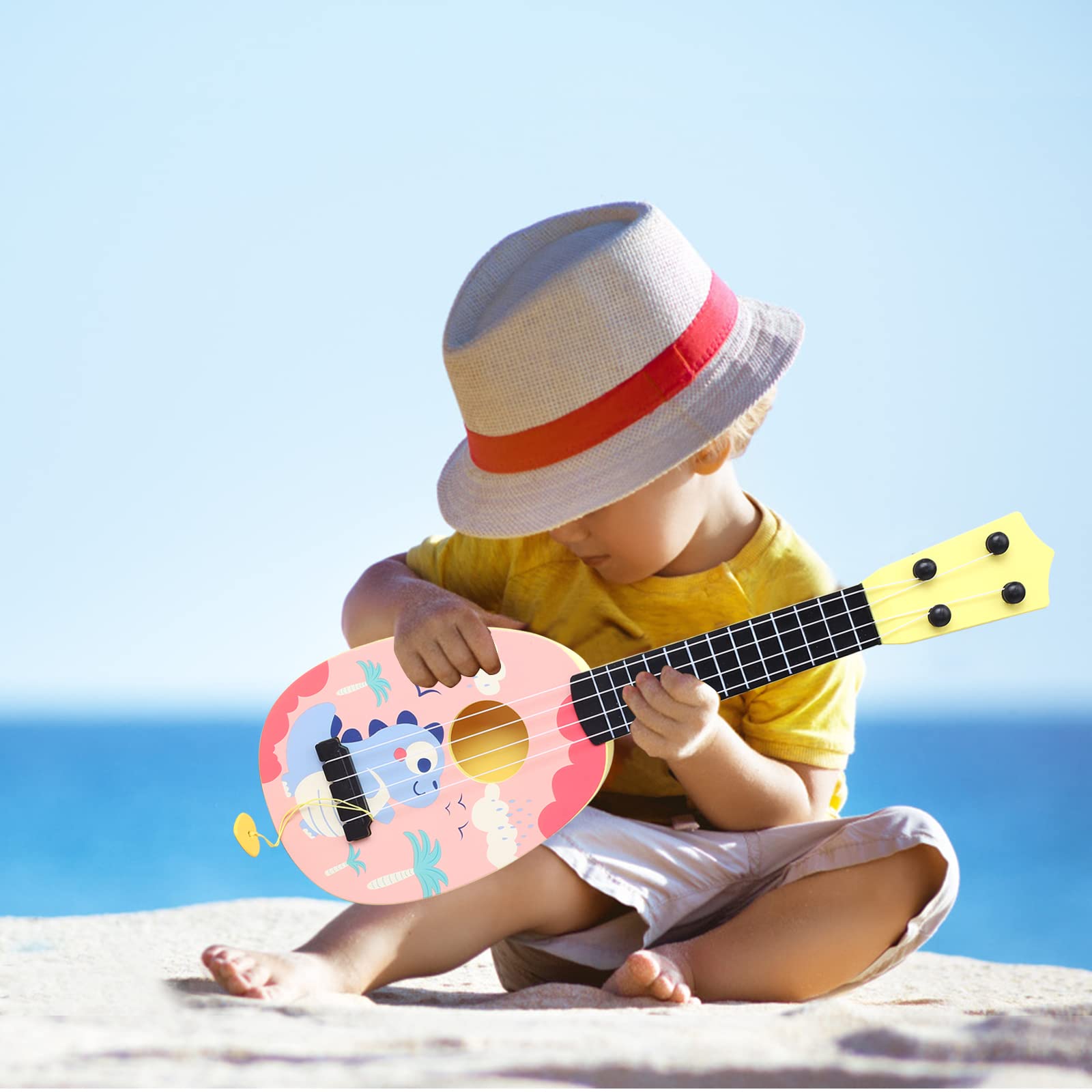 YOLOPLUS+ 17 Inch Kids Ukulele Toy - 4 String Mini Guitar for Toddlers & Children | Educational Musical Instrument for Early Learning (Pink) - Perfect for Birthday Gifts, Music Lessons & Family Playtime