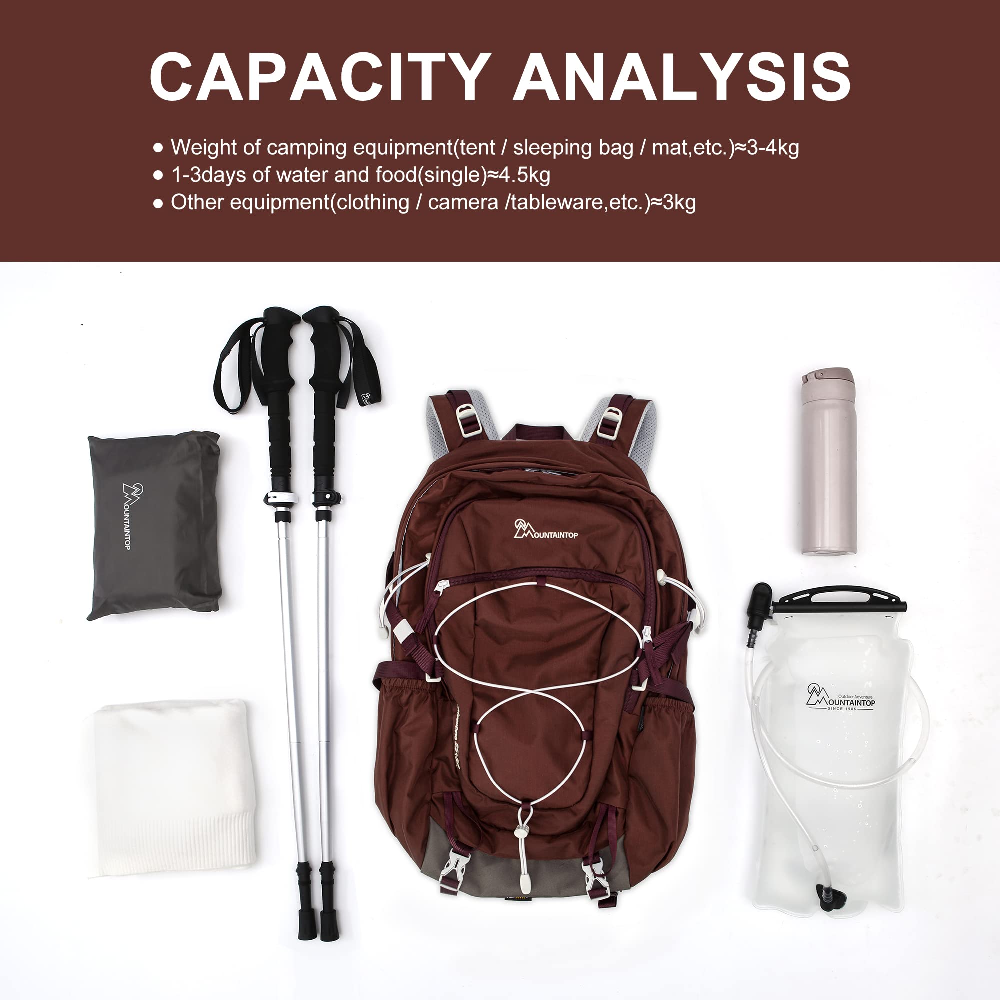 MOUNTAINTOP 40L Women's Hiking Backpack - Waterproof for Camping & Travel