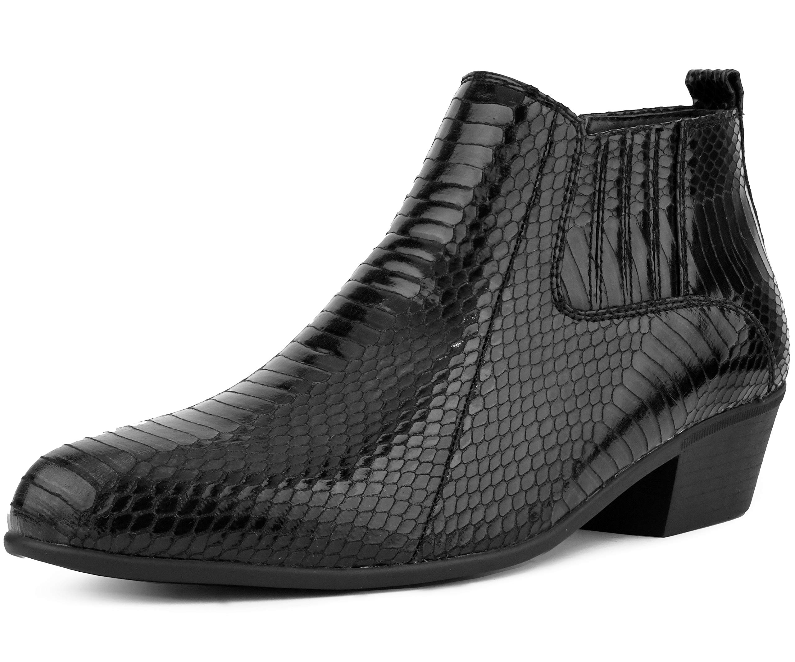 Bolano Adder Men's Fashion Boots - Realistic Snake Print Dress Ankle Boots with Easy Zipper Slip-On Design | Perfect for Office, Night Out & Casual Wear