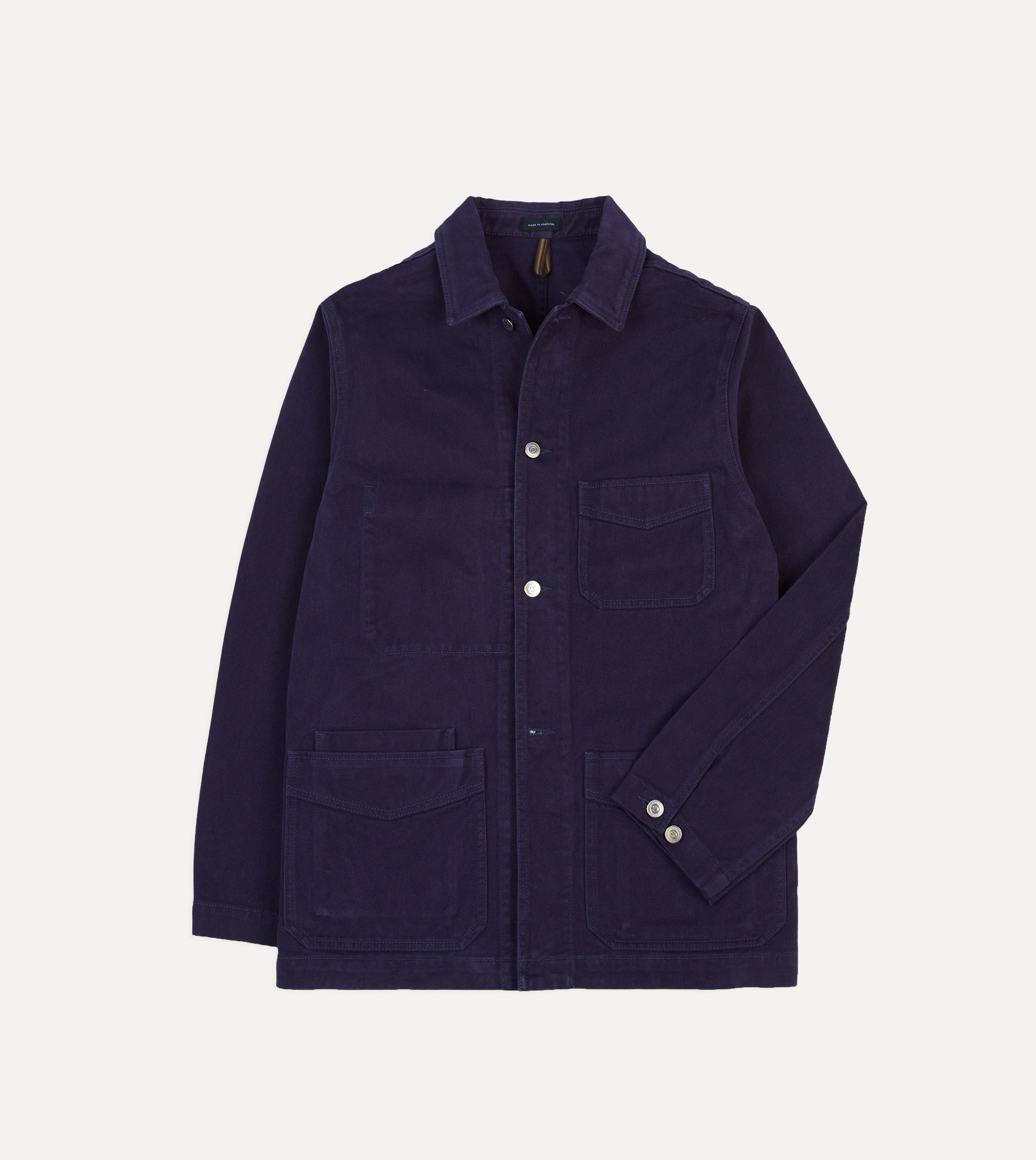 French Blue Heavy Twill Cotton Five Pocket Chore Jacket for Men - Durable Workwear for Outdoor Activities, Hiking & Casual Wear