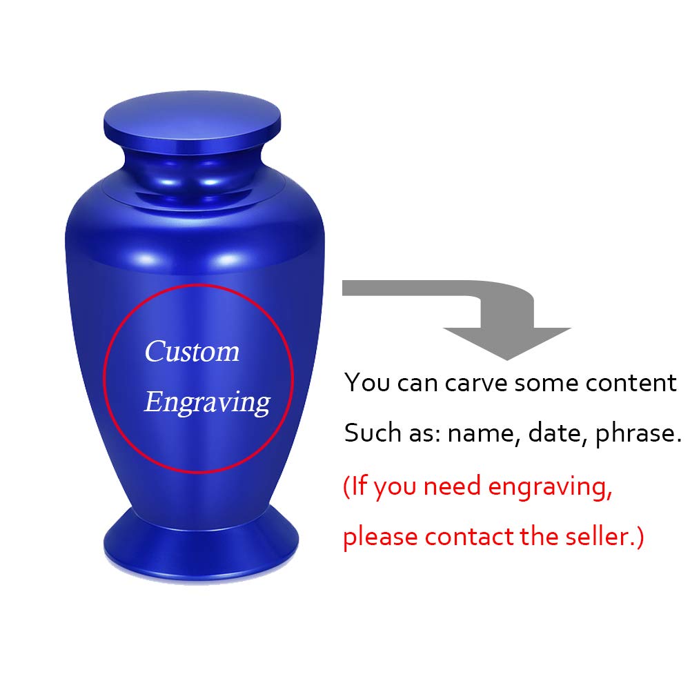 Premium Aluminum Cremation Urn for Human & Pet Ashes - Small, Medium, Large Sizes - Keepsake Memorial Urn for Funeral, Home Display & Scattering Ceremonies (Elegant Blue, Large)