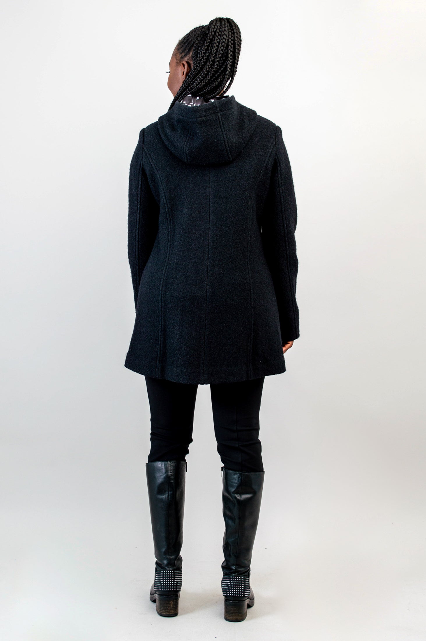 Premium Catania Coat for Women - Black Boiled Wool Winter Coat - Warm & Stylish Outerwear for Cold Weather, Office & Casual Wear