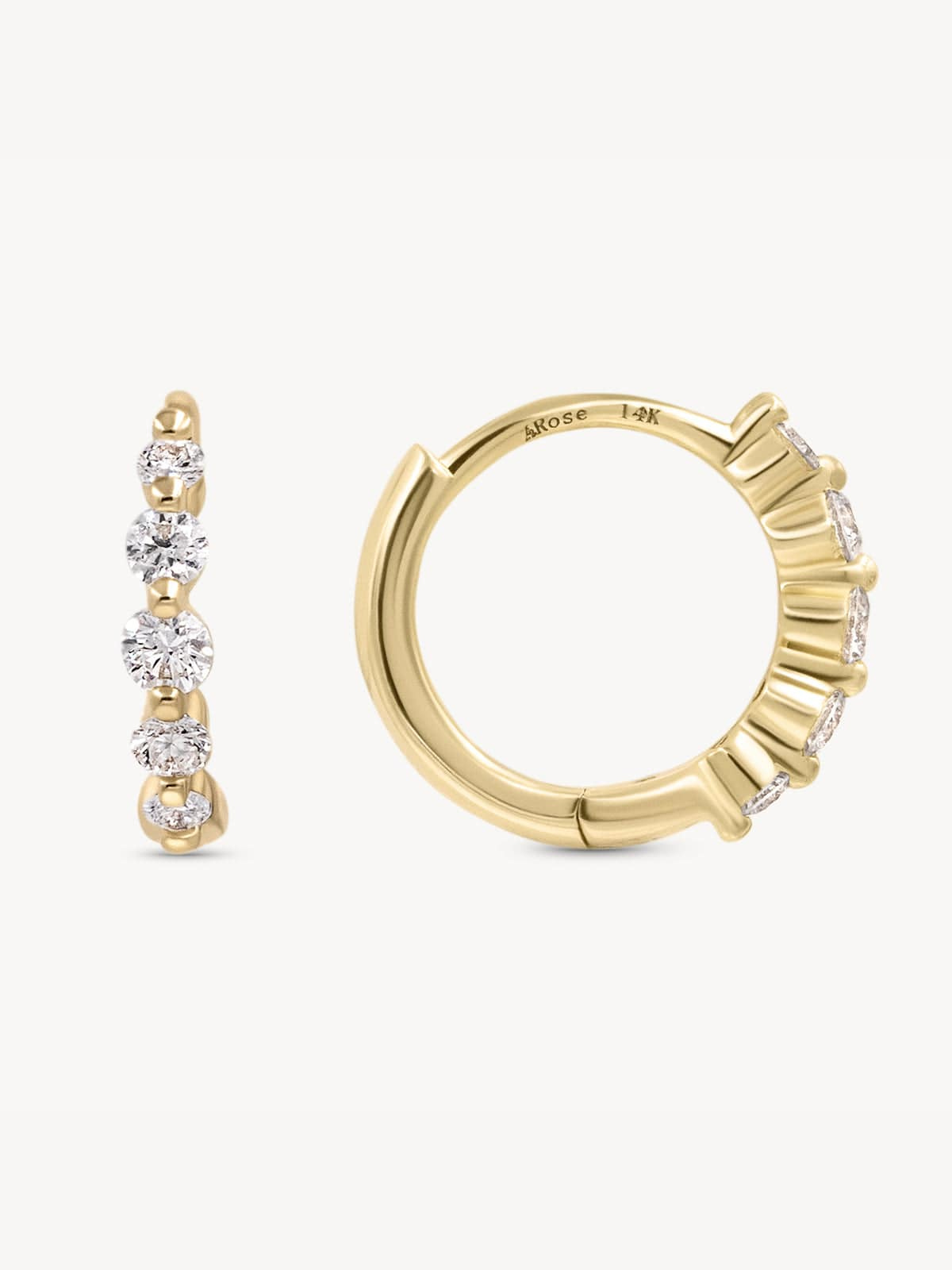 14K Gold Graduated Diamond Huggie Hoop Earrings for Women - Perfect for Weddings, Parties & Everyday Elegance