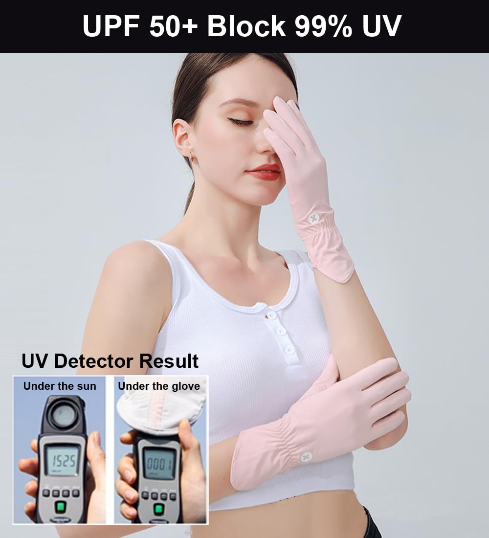 Ultra Thin Full Finger UV Protection Gloves for Women - Sun Protective Driving Gloves | Perfect for Outdoor Activities, Driving & Daily Sun Protection