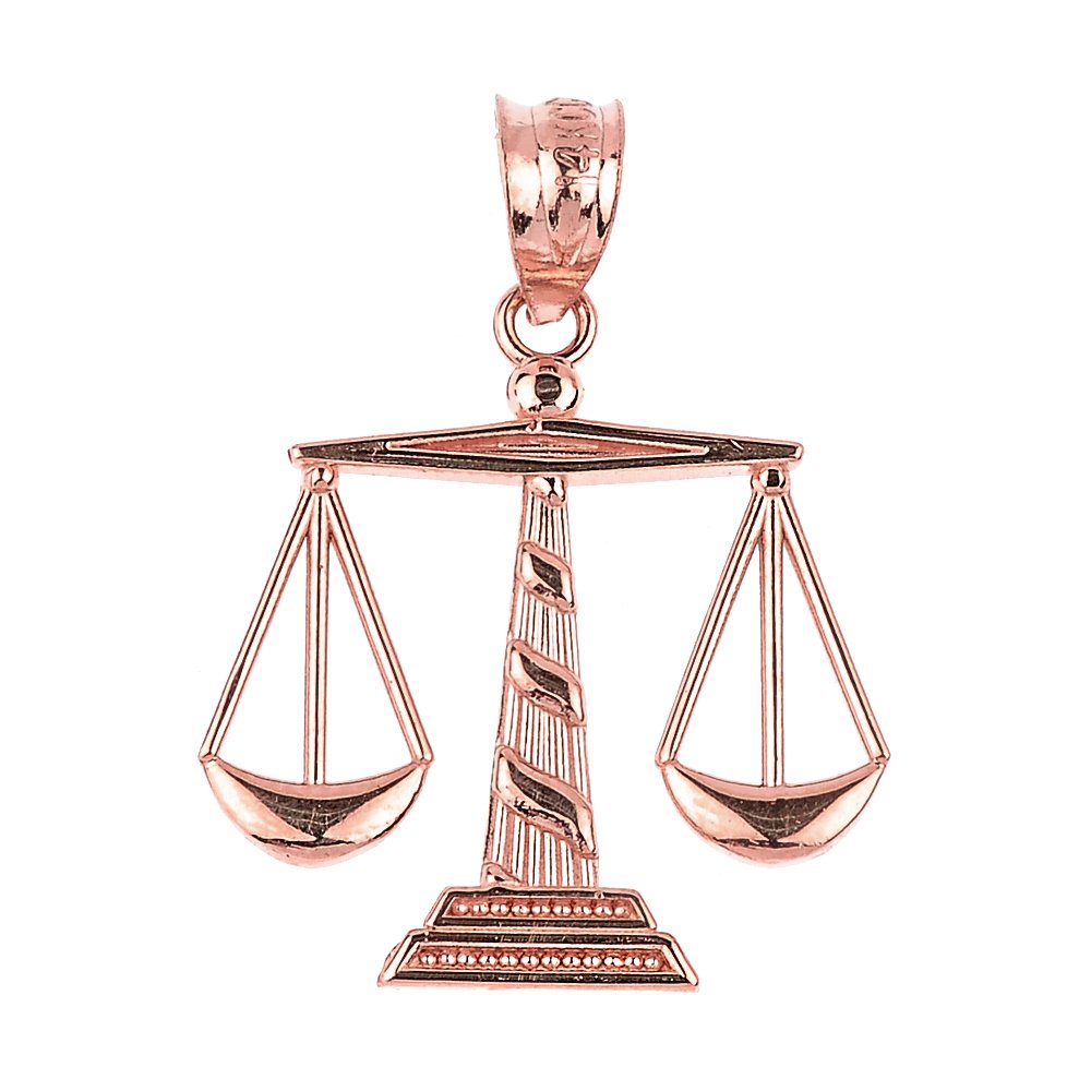 14K Rose Gold Scales of Justice Pendant Necklace - Elegant Lawyer Gift, Dainty Jewelry for Women, Perfect for Courtroom, Graduation & Professional Occasions