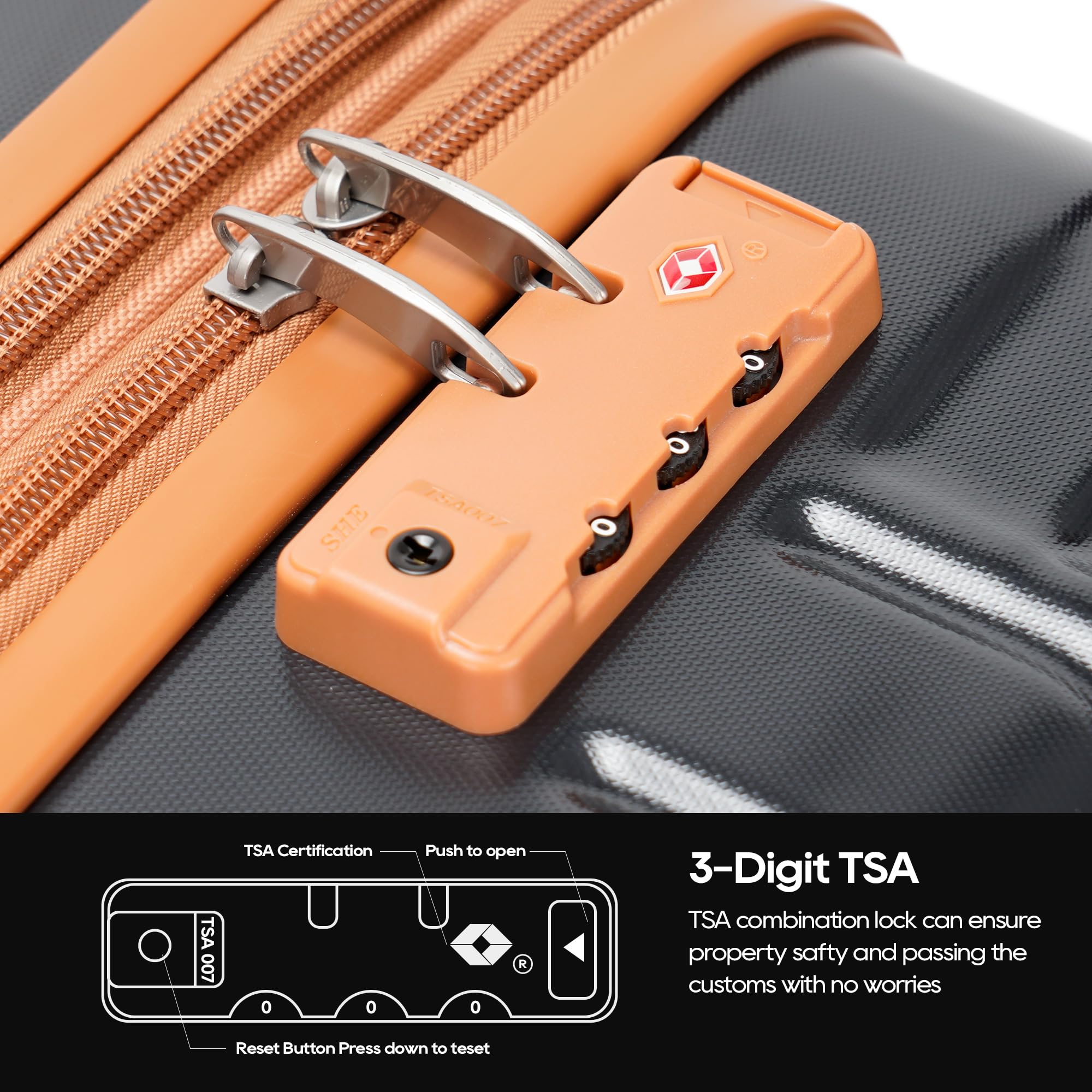 GinzaTravel 3-Piece Expandable Hardside Luggage Set with Wheels & TSA Lock - Durable PC+ABS Suitcases for International Travel, Business Trips & Family Vacations