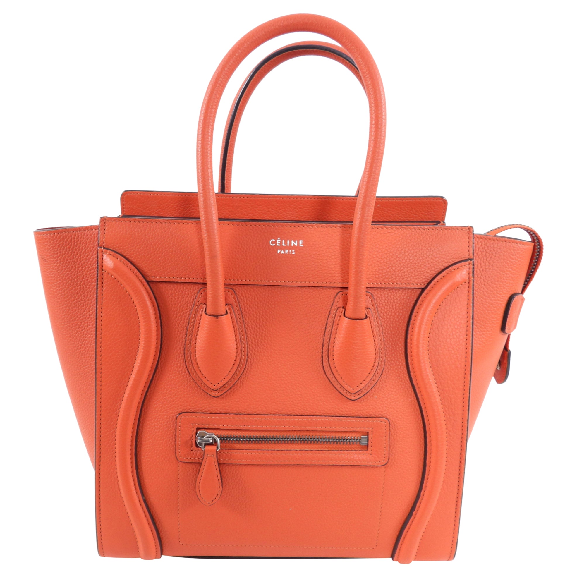 Celine Orange Micro Luggage Tote Bag for Women | Genuine Leather Designer Handbag | Perfect for Work, Travel & Everyday Use