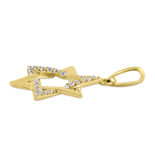 14K Solid Yellow Gold Star of David CZ Pendant Necklace - Elegant Jewish Jewelry Gift for Hanukkah, Bar Mitzvah & Everyday Wear