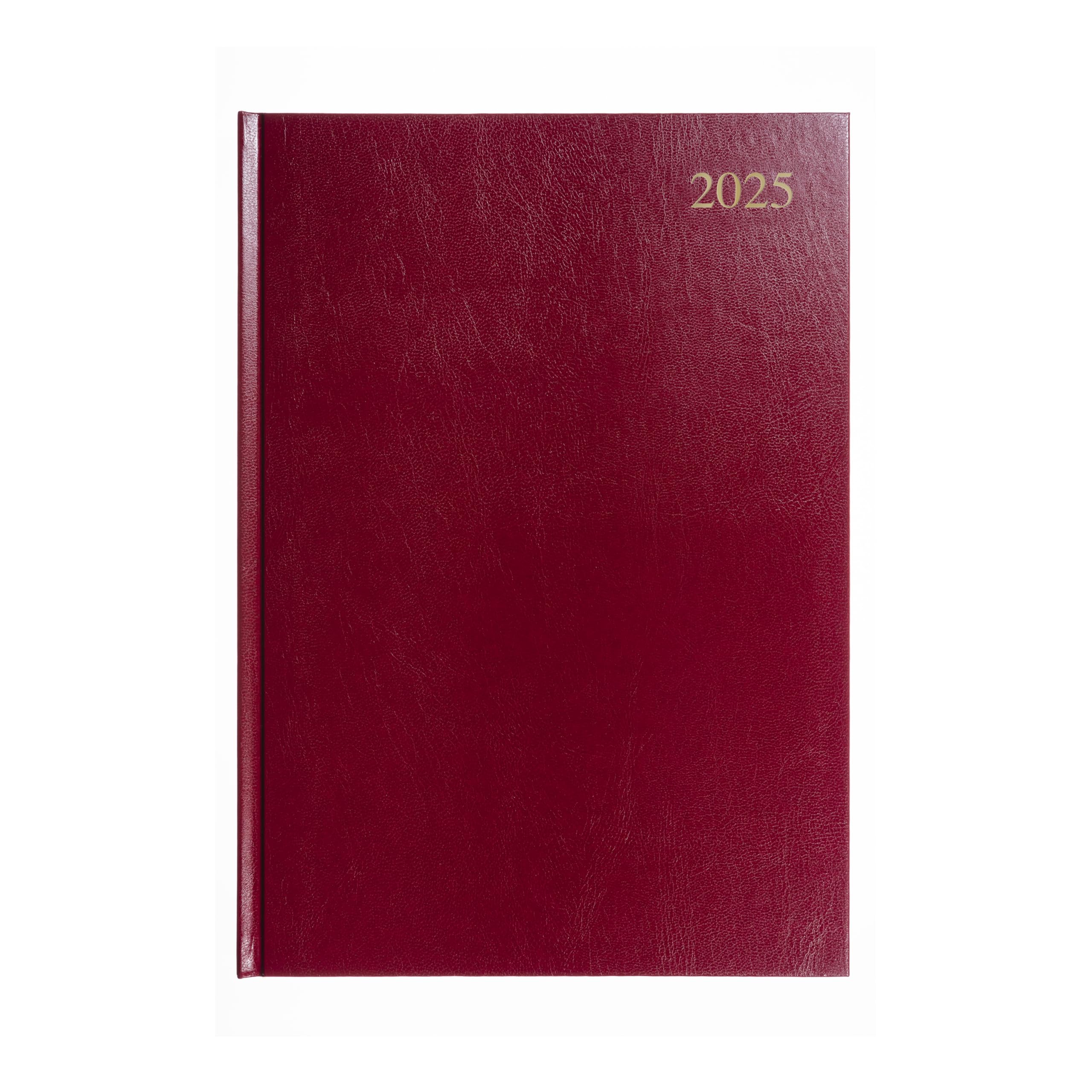 Collins Essential 2025 Business Diary - A4 Weekly Planner with Leathergrain Hardback Cover in Maroon (ESSA43.78-25) - Perfect for Office Professionals, Entrepreneurs & Students - Ideal for Scheduling, Meetings & Time Management