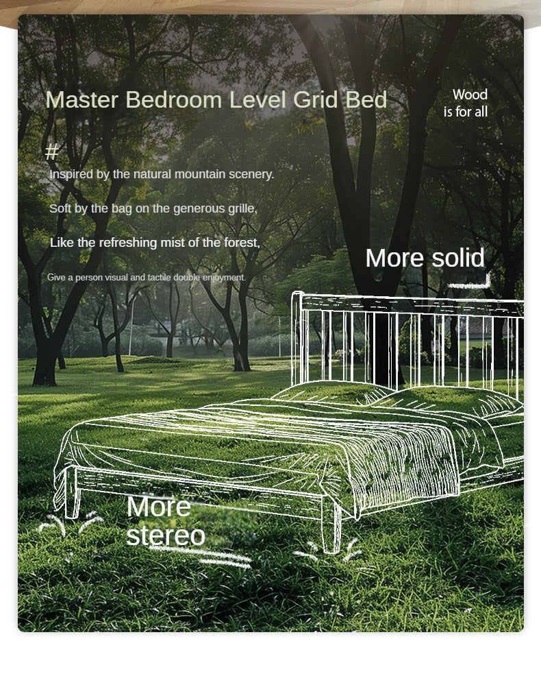 Solid Oak Wood Grille Bed - Small Soft Bed Frame for Cozy Bedrooms | Perfect for Kids Rooms, Guest Rooms & Small Spaces