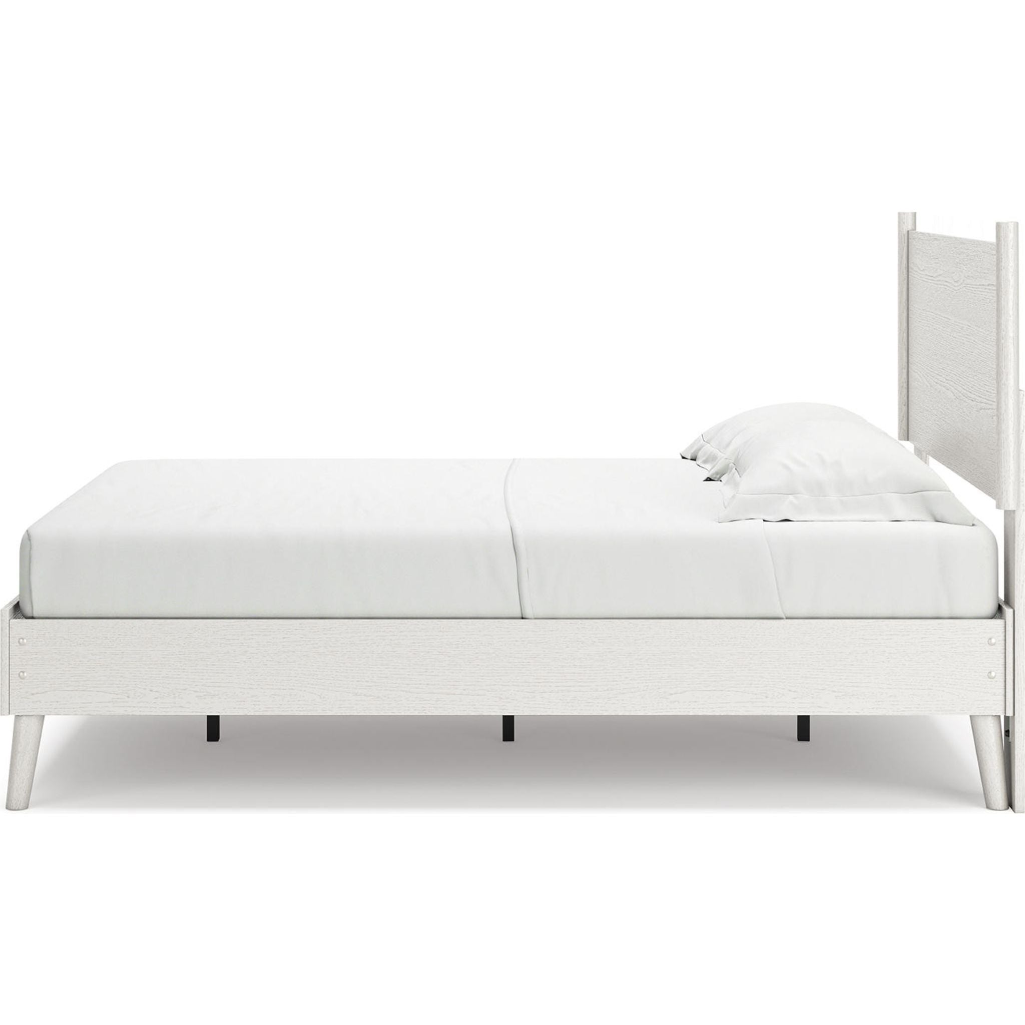Aprilyn Full Platform Bed Frame - Queen Size White Wooden Bed with Sturdy Slats & Underbed Storage Space | Perfect for Modern Bedrooms, Guest Rooms & Small Apartments