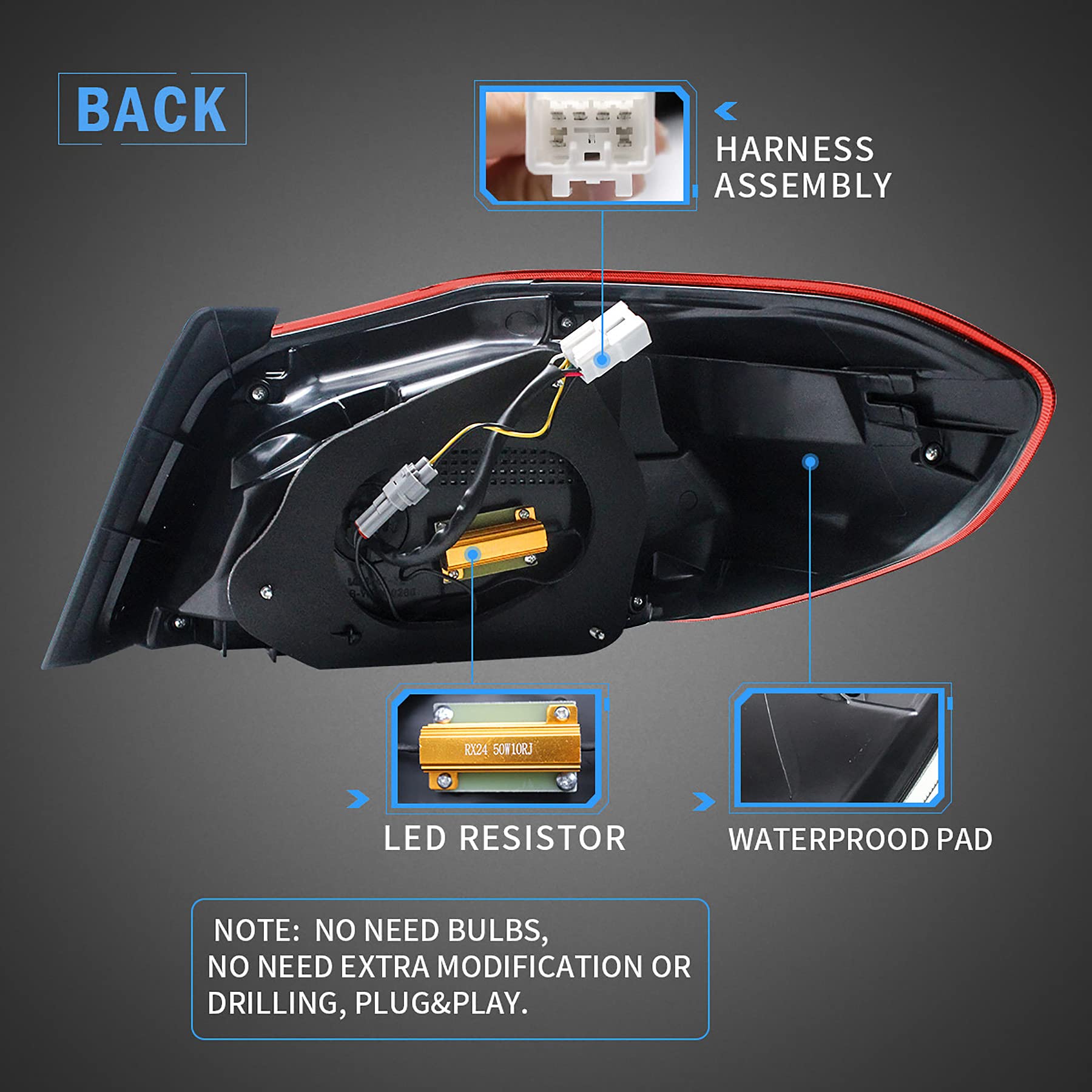 VLAND LED Tail Lights for Subaru WRX 2014-2021 - Red Rear Lamp Assembly with Switchback Turn Signal (Driver & Passenger Side Pair) - Upgrade Your Car's Style & Safety for Night Driving