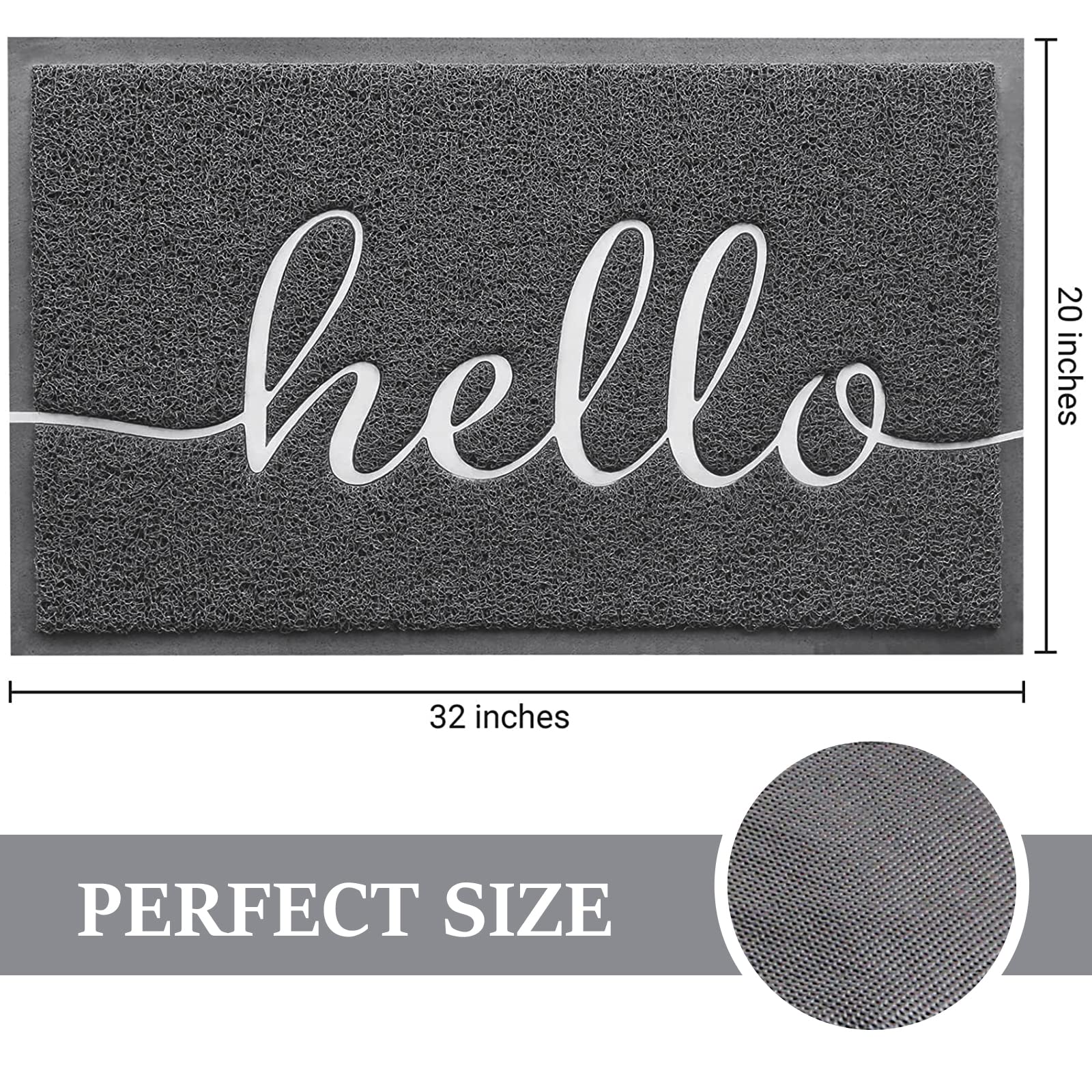 BeneathYourFeet Non-Slip Welcome Doormat 32x20 Inches - Dark Grey Low Profile Entryway Rug for High Traffic Areas | Perfect for Front Door, Patio, Mudroom & Home Decor