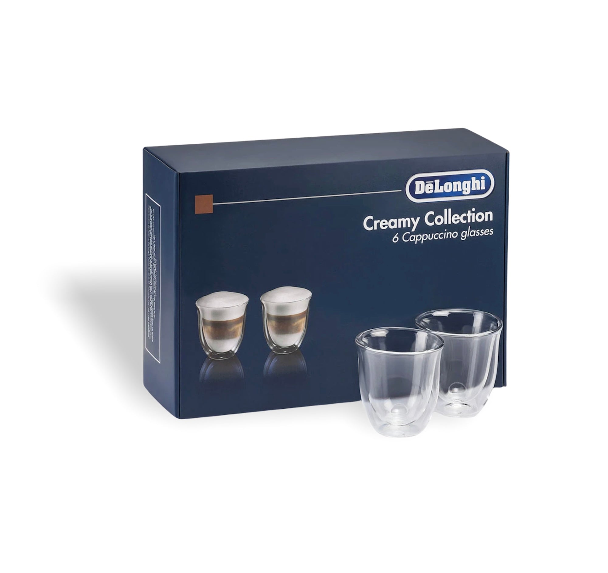 De'Longhi Creamy Collection - Set of 6 Elegant Cappuccino Glasses for Coffee Lovers | Perfect for Home, Cafe & Gifts